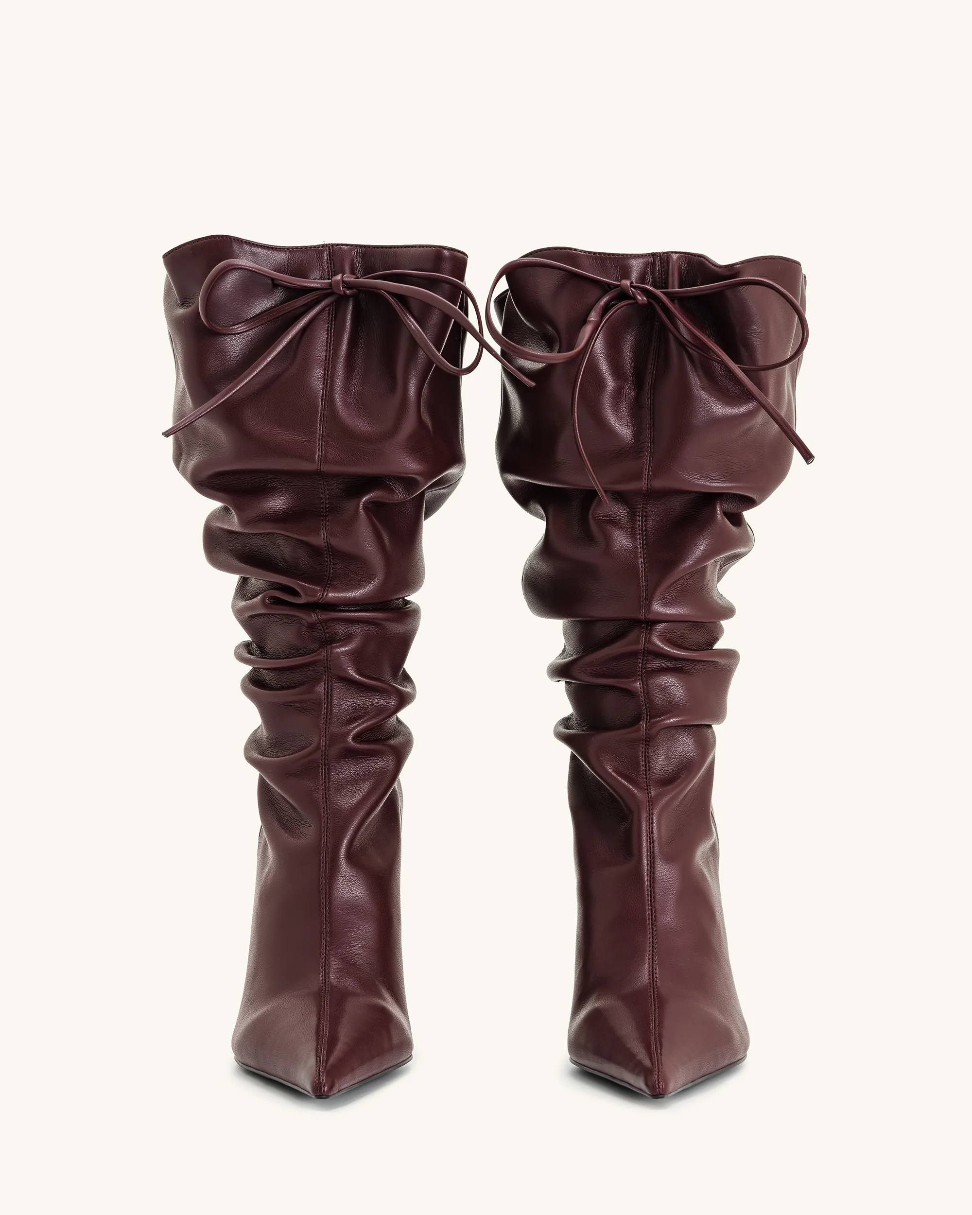 Olivia Leather High Heel Boots - Burgundy - Image 4