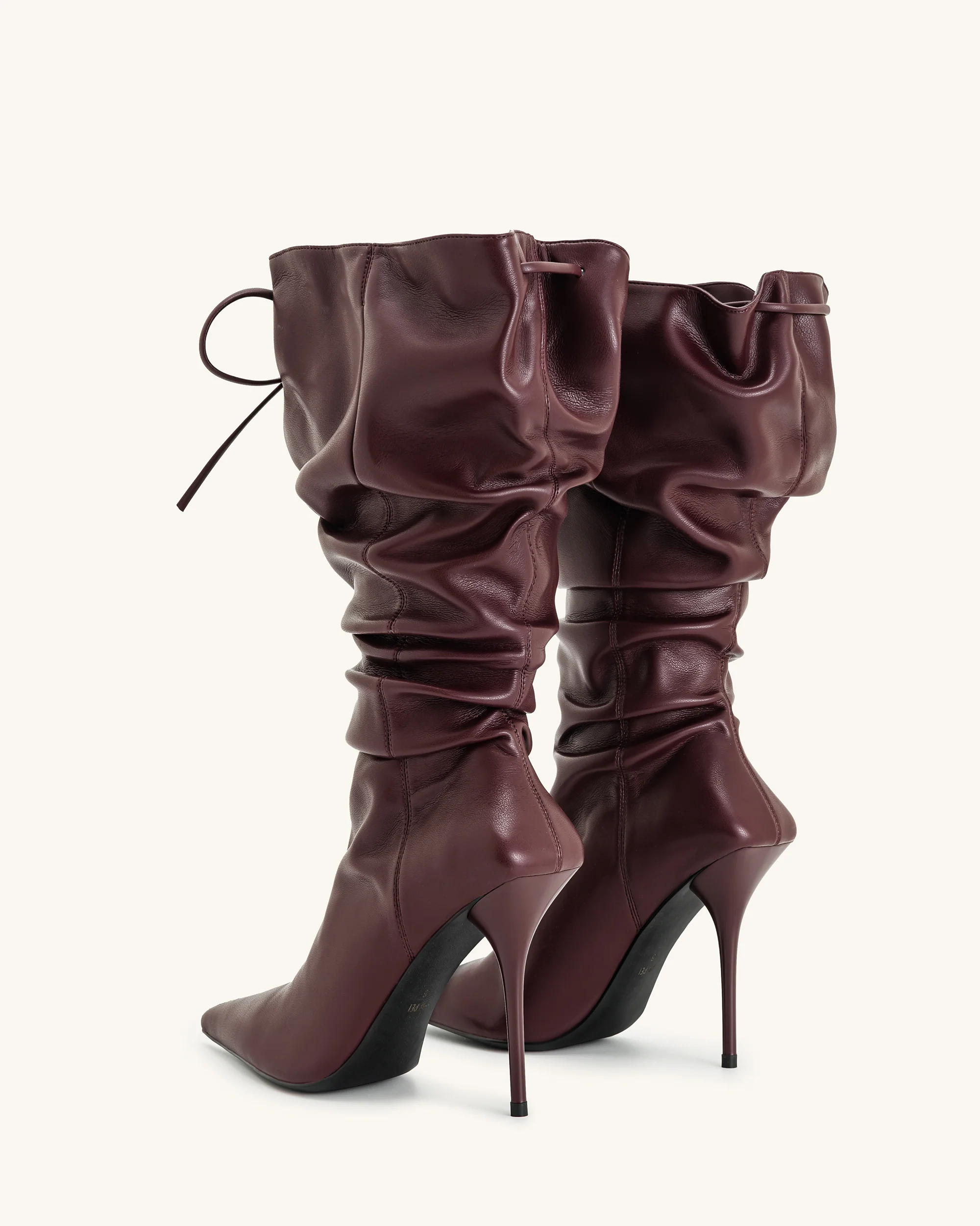 Olivia Leather High Heel Boots - Burgundy - Image 5