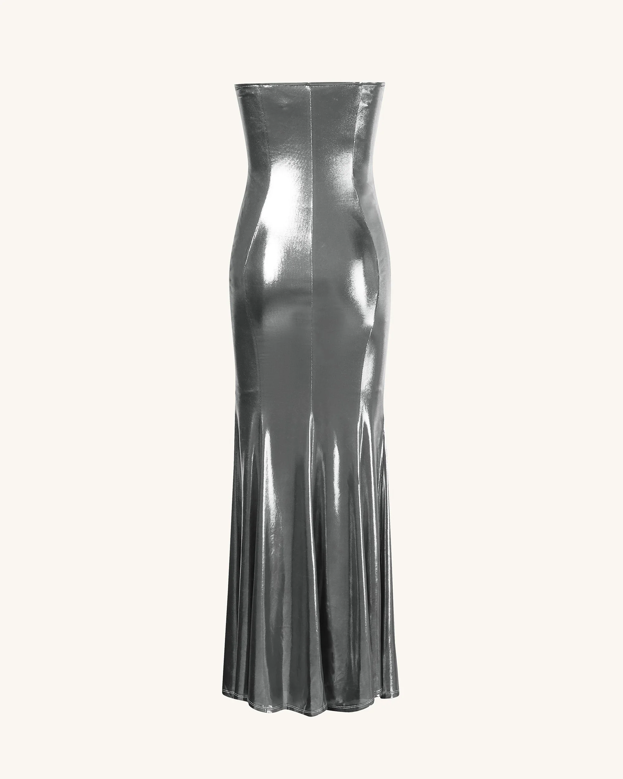 Olivia Silver Maxi Tube Dress - Silver - Image 5