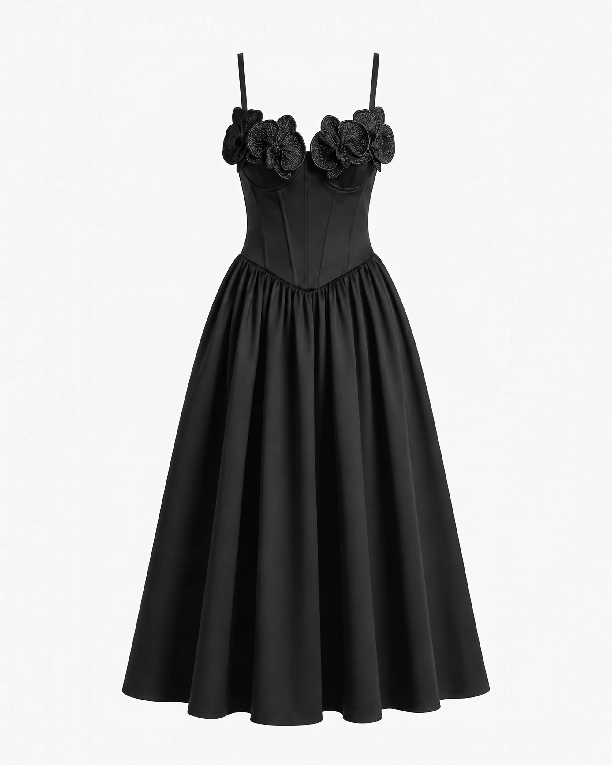 Orchid Embroidered Appliqué Corset Maxi Dress - Black - Image 2