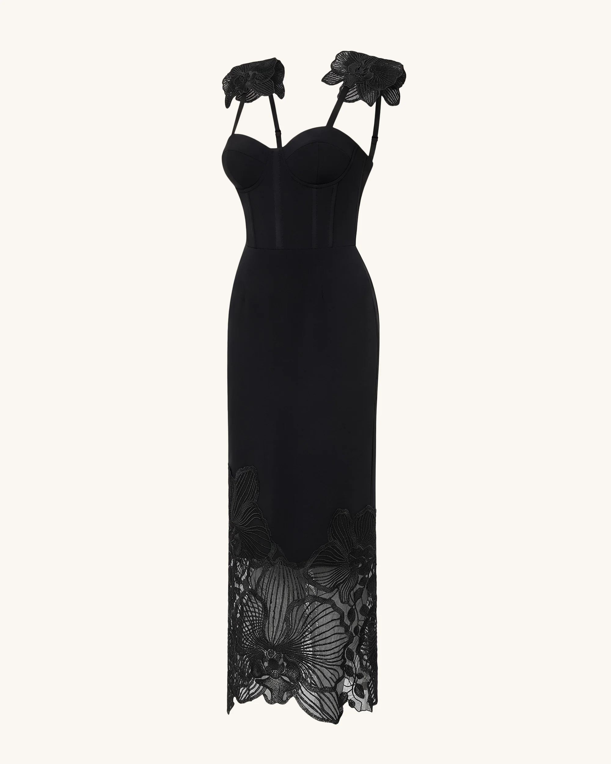 Orchid Embroidered Corset Dress - Black - Image 4