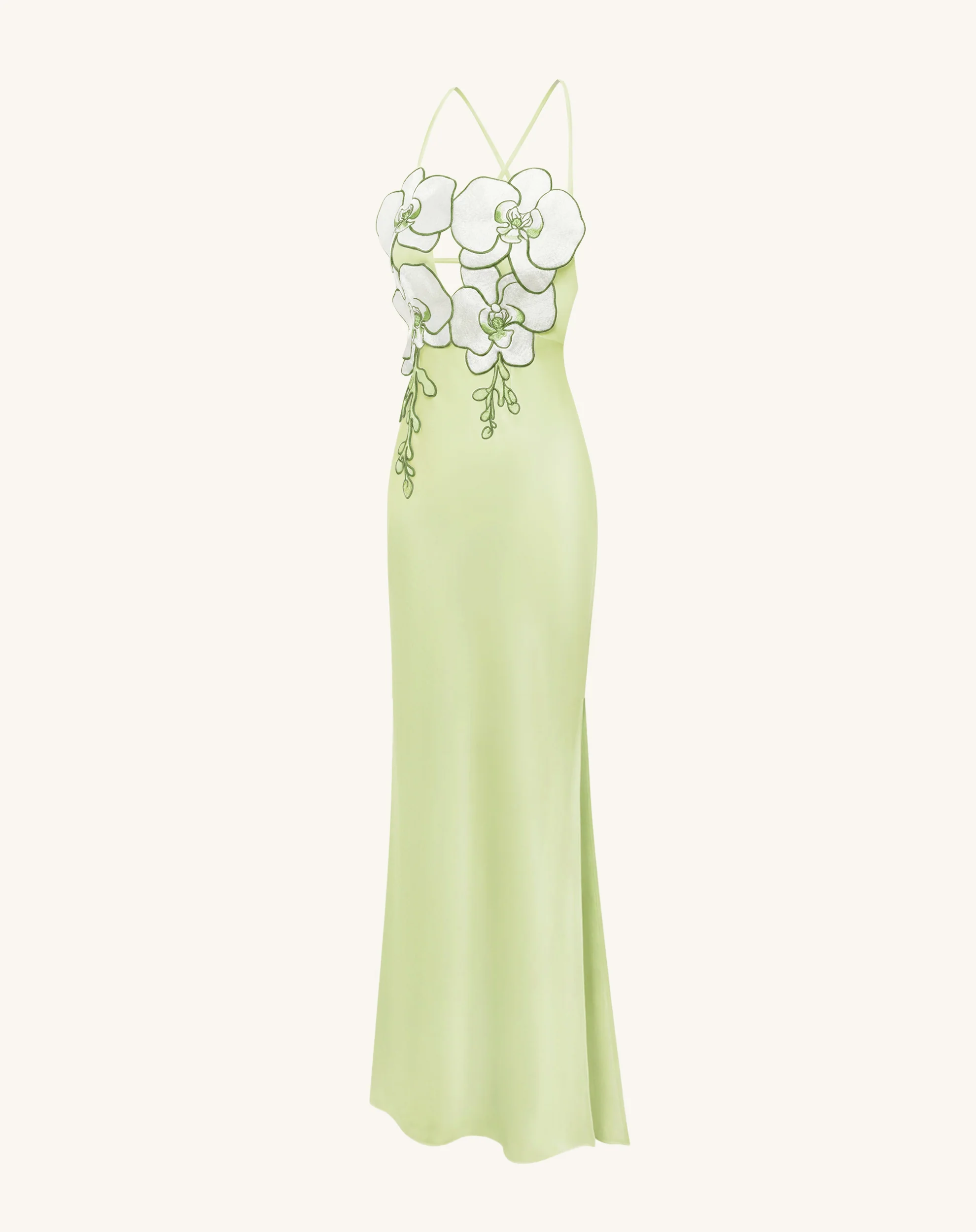 Orchid Embroidered Dress - Light Green/Ivory - Image 3