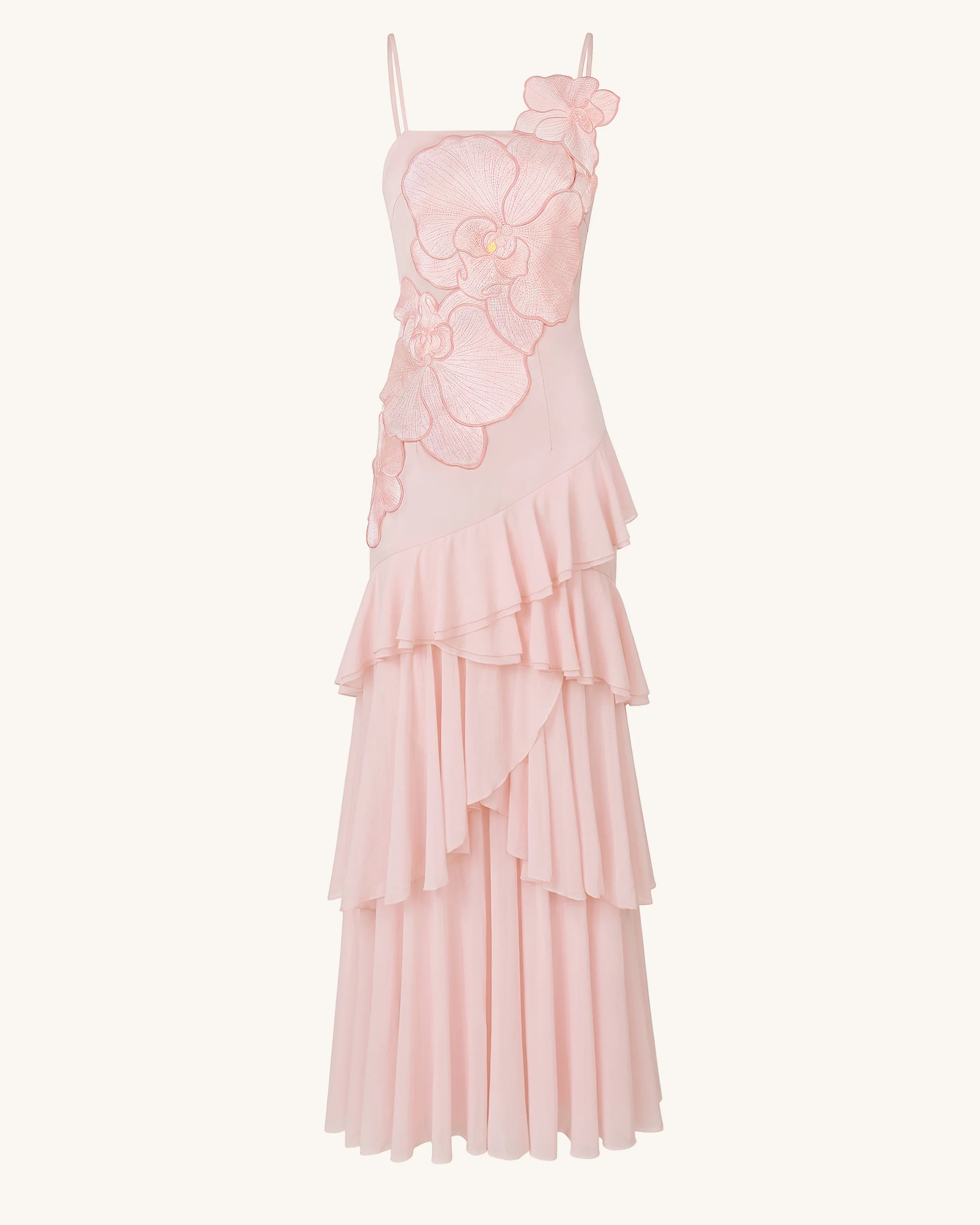 Orchid Embroidered Ruffled One-Shoulder Maxi Dress - Blush Pink - Image 3