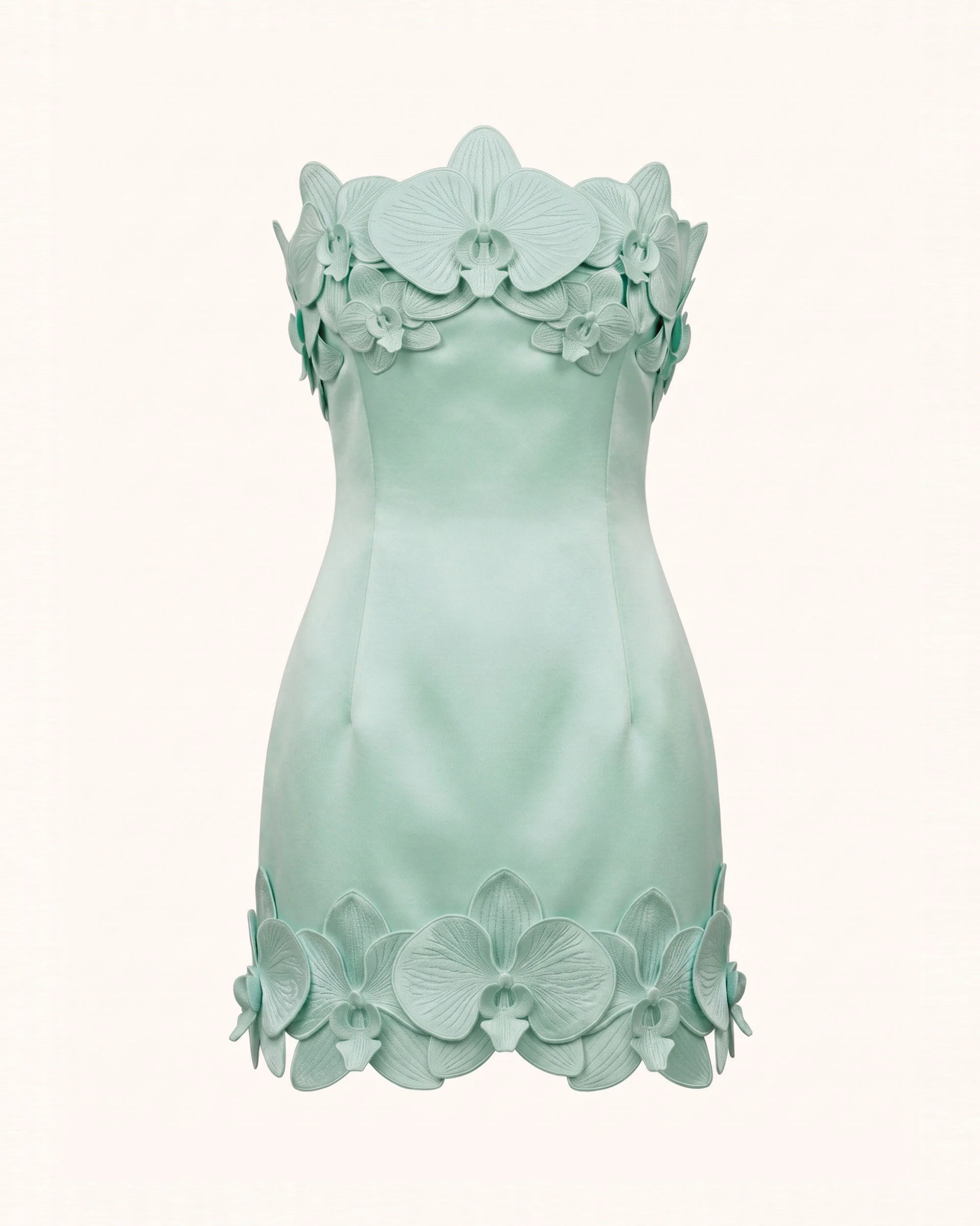 Orchid Trim Strapless Mini Dress - Mint - Image 2
