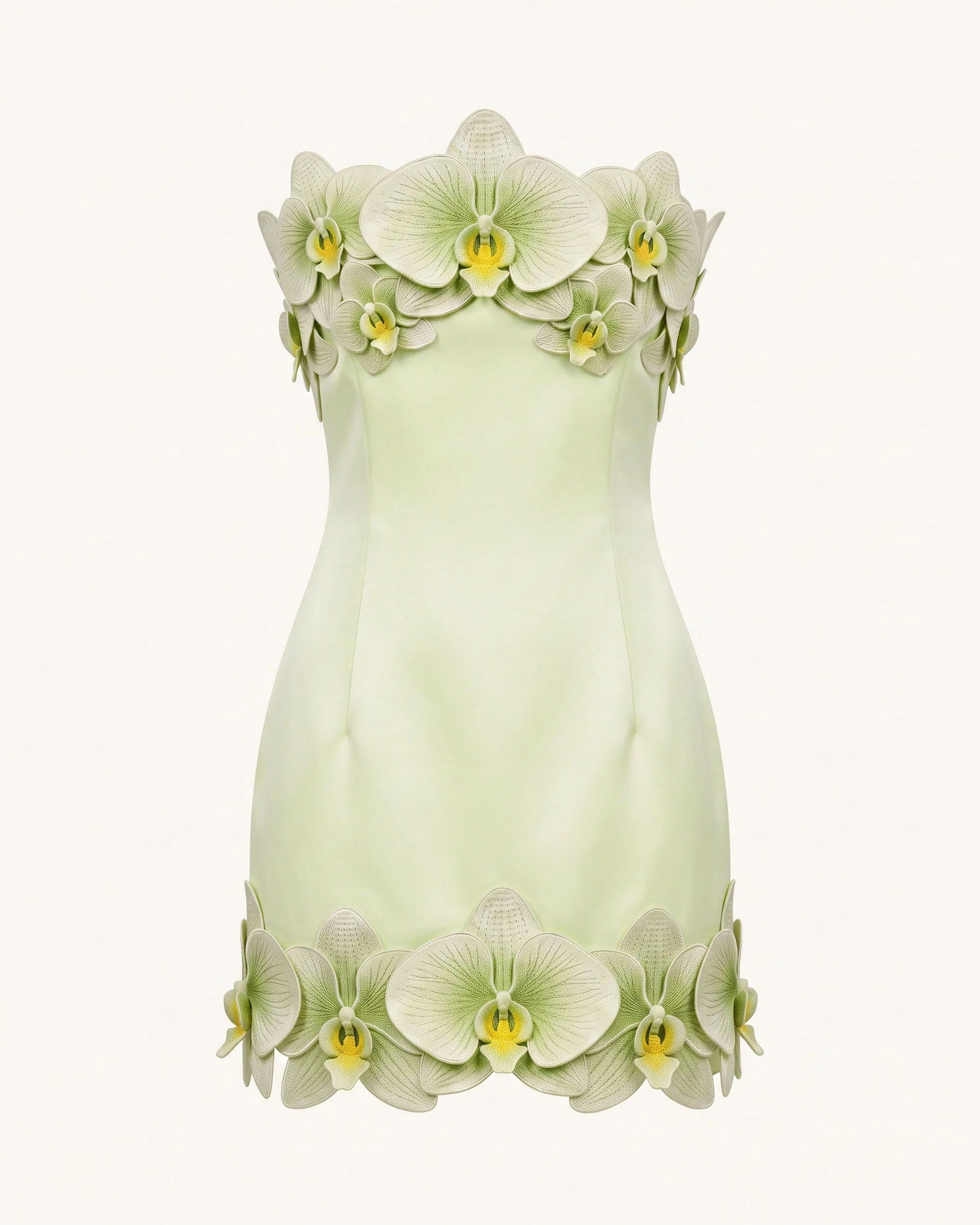 Orchid Trim Strapless Mini Dress - Pistachio - Image 2
