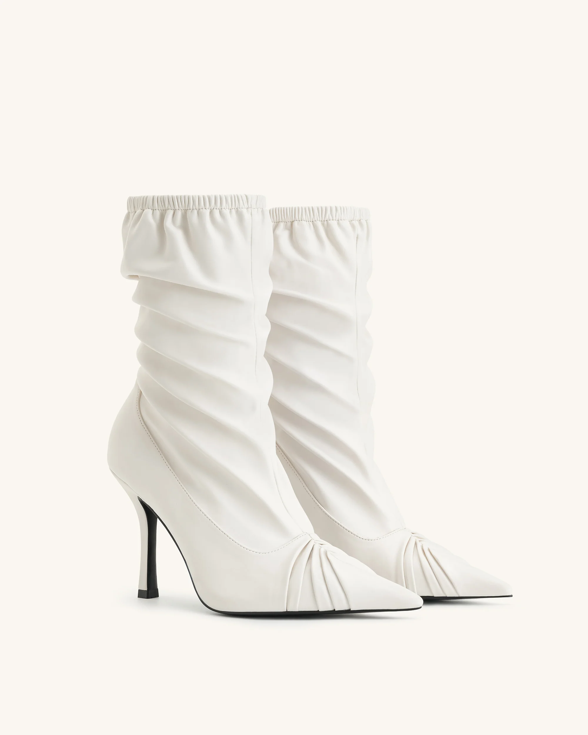 Joanne Paneled Detailing leather Ankle Boots - White - Image 3
