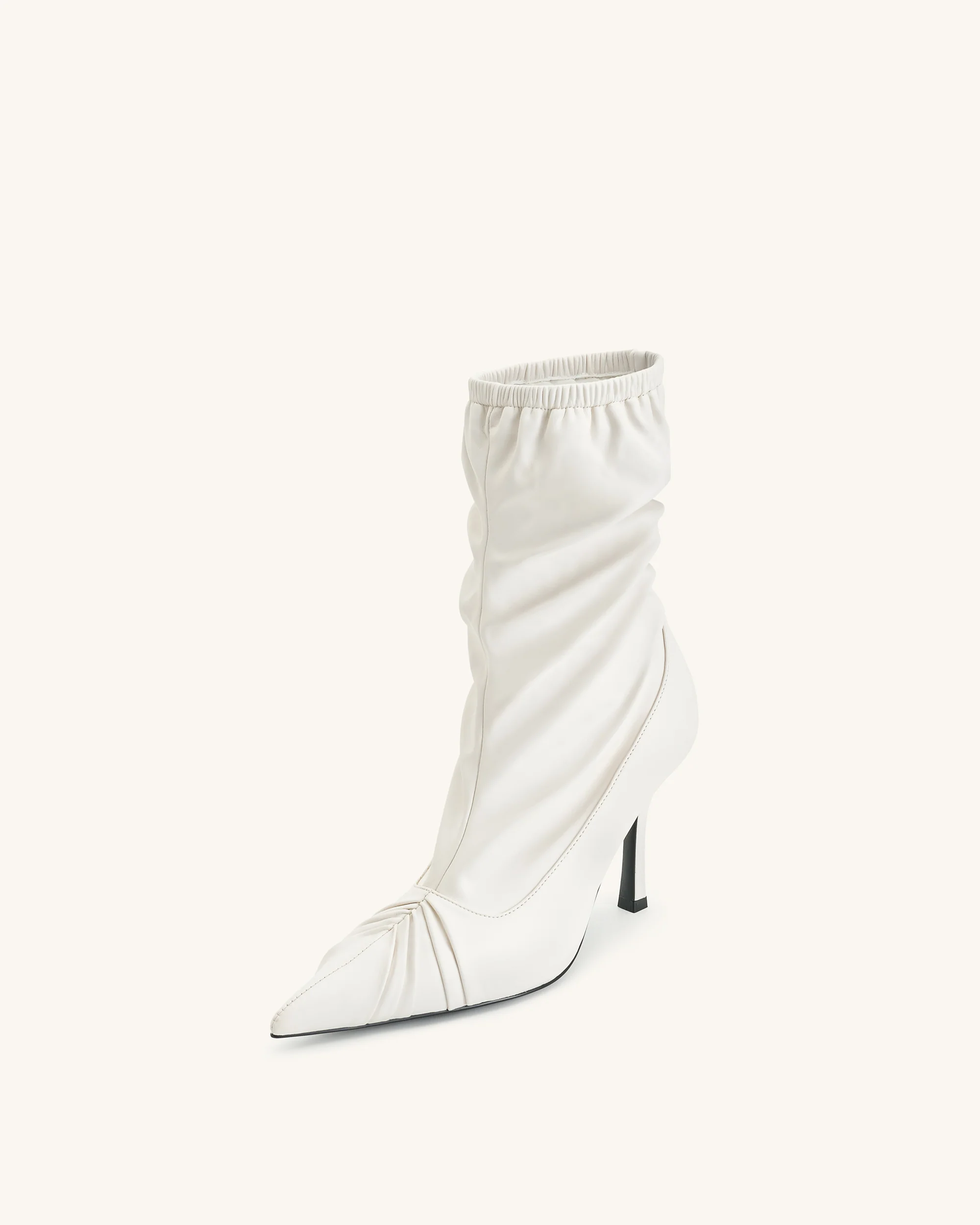 Joanne Paneled Detailing leather Ankle Boots - White - Image 6