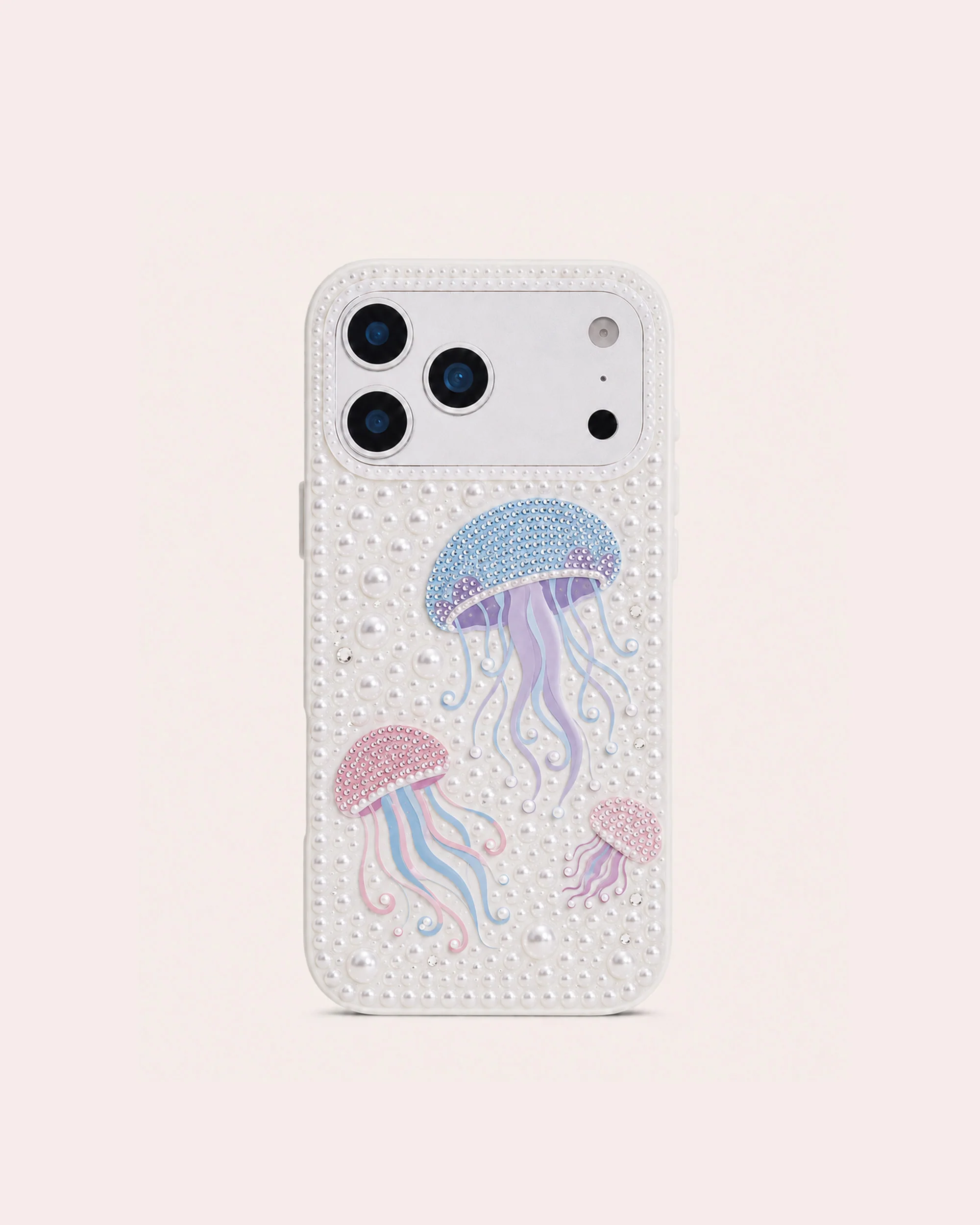Pastel Jellyfish Imitation Pearl Phone Case - White