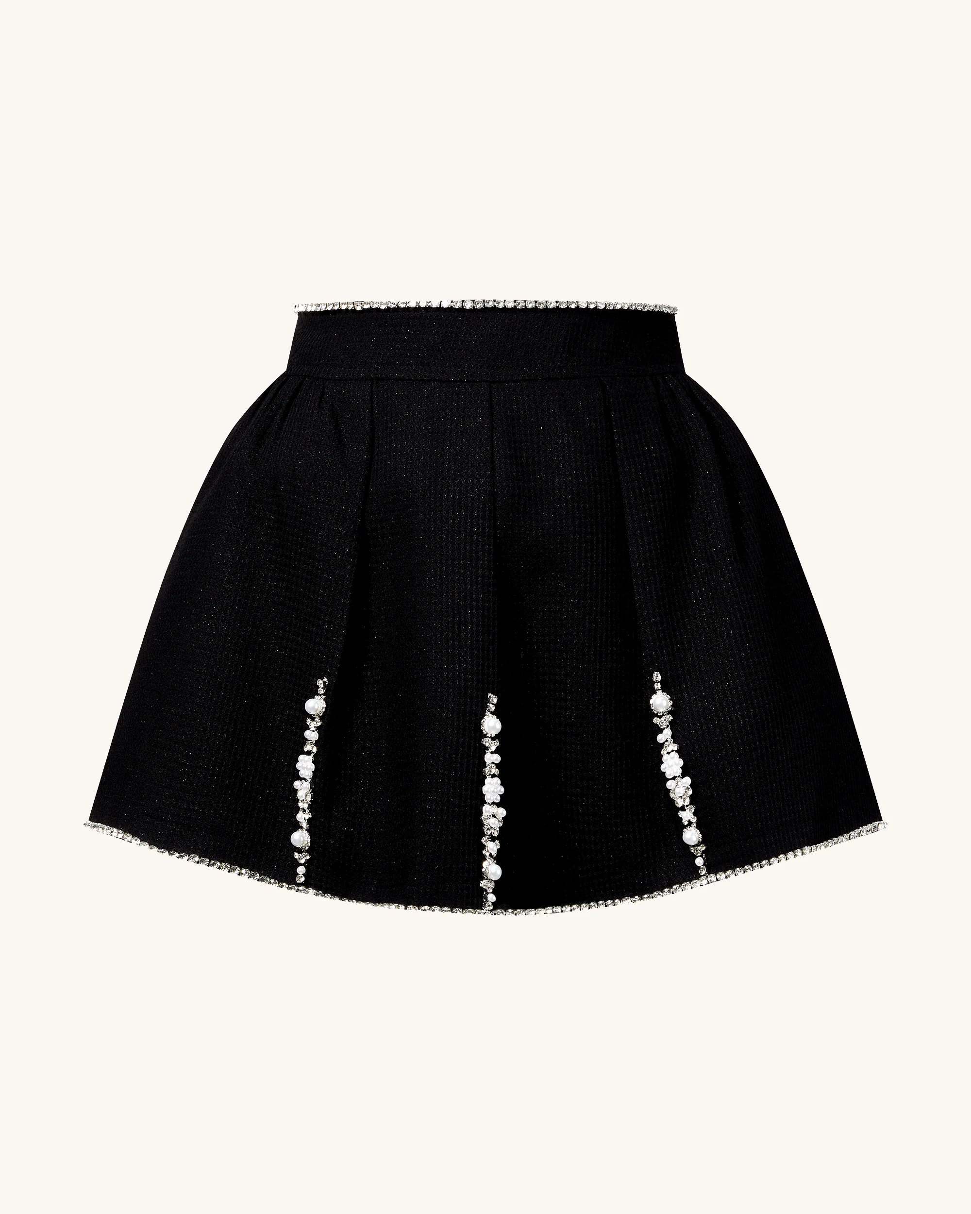 Pearl-Embellished Tweed Set - Black - Image 7