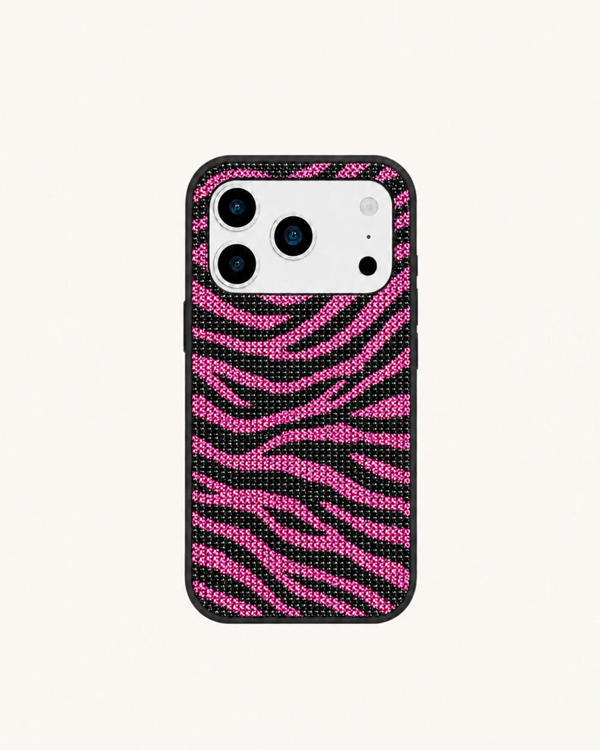 Pink Zebra Artificial Crystal Phone Case – Pink