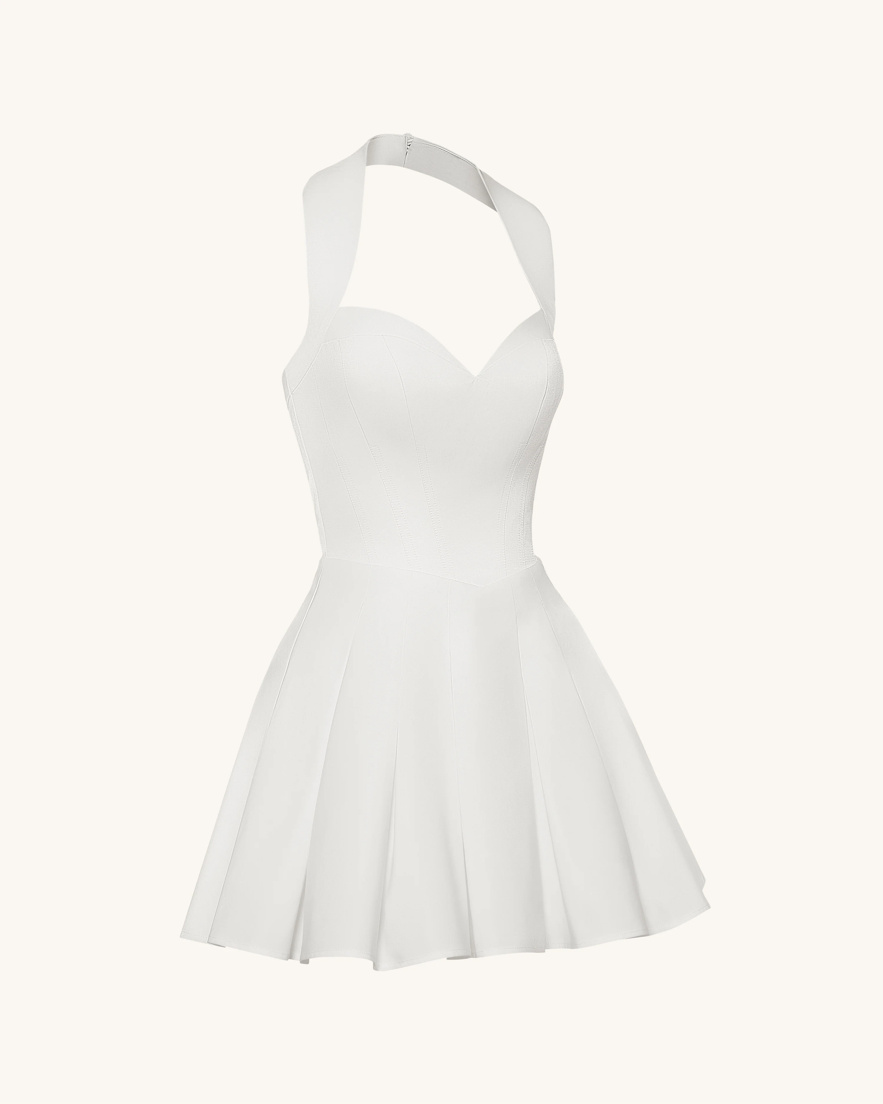 Pleated Bustier Halter Mini Dress - White - Image 5