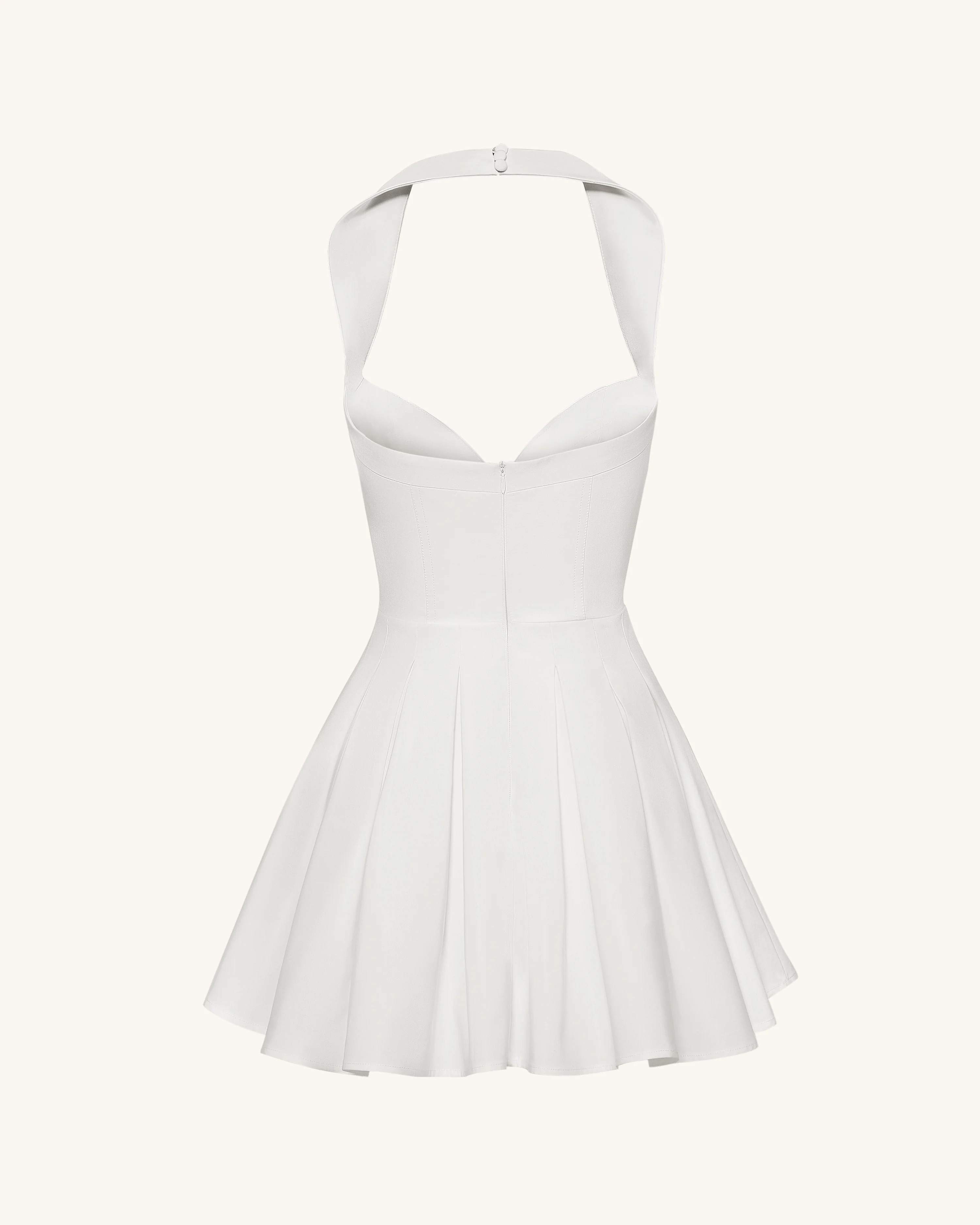 Pleated Bustier Halter Mini Dress - White - Image 6