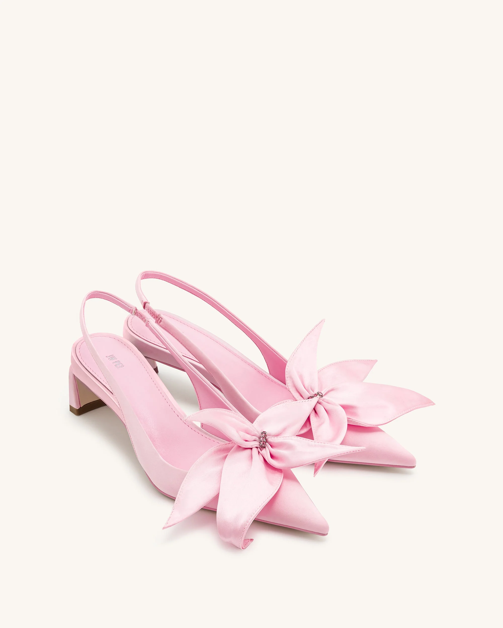 Queena Floral Appliques Slingback Pumps - Pink - Image 3