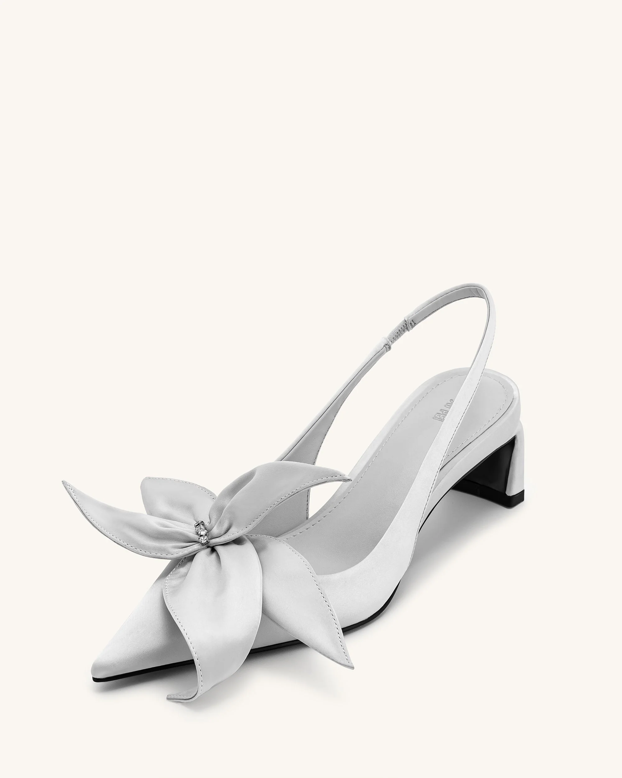 Queena Floral Appliques Slingback Pumps - Silver - Image 5