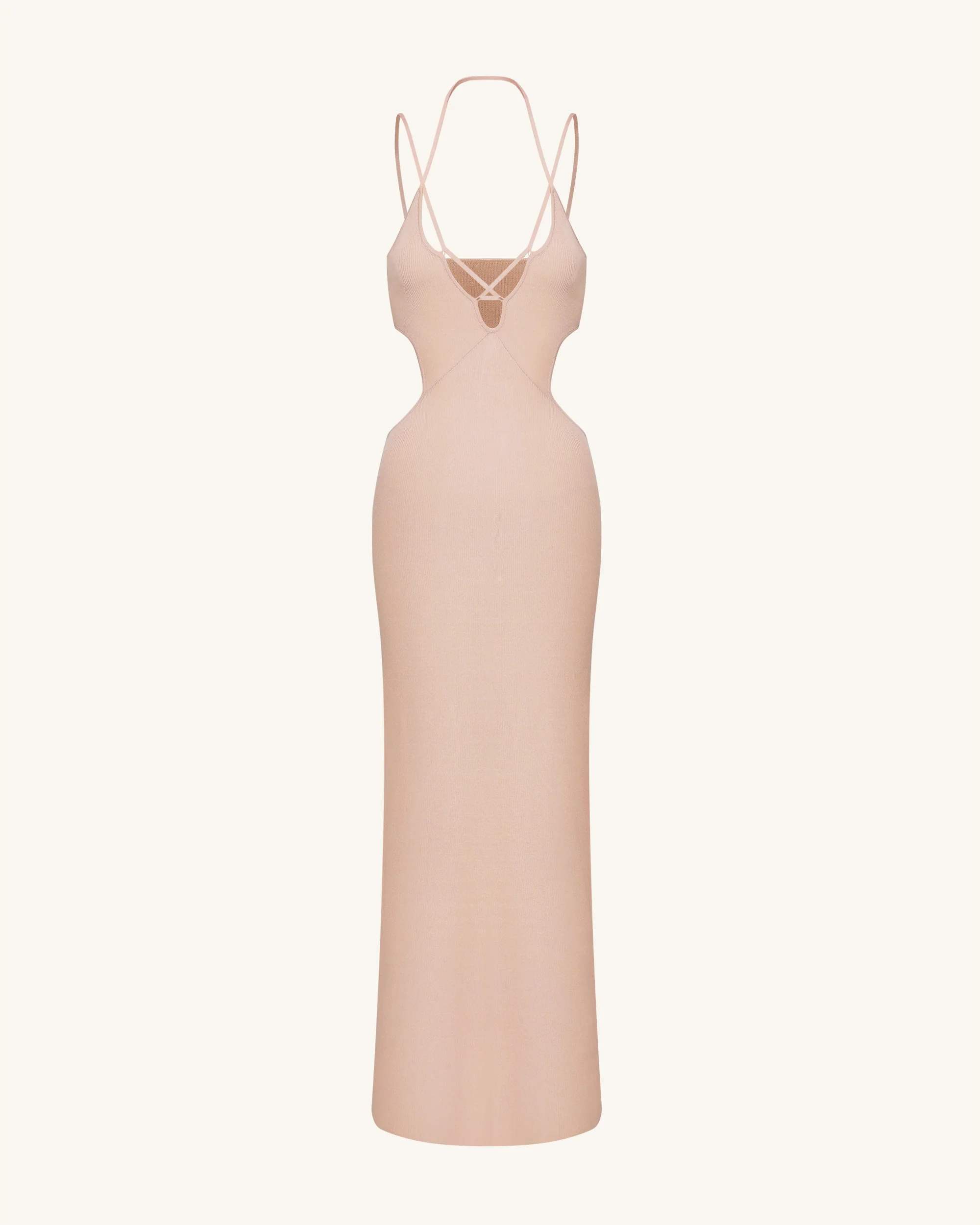 Ribbed Knit Cutout Maxi Dress - Pink - Image 4
