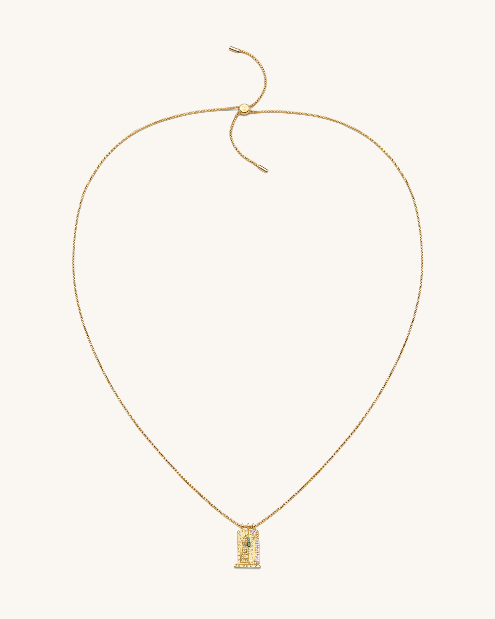 Roman Small Arch Pendant Necklace - 18ct Gold Plated & Multicolor Zircon - Image 2