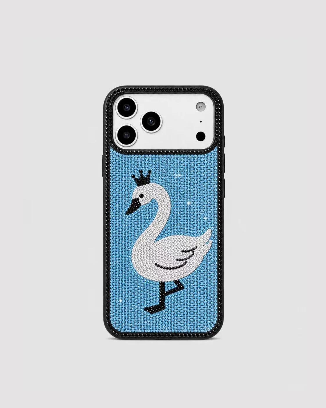Royal Swan Artificial Crystal Phone Case - Black