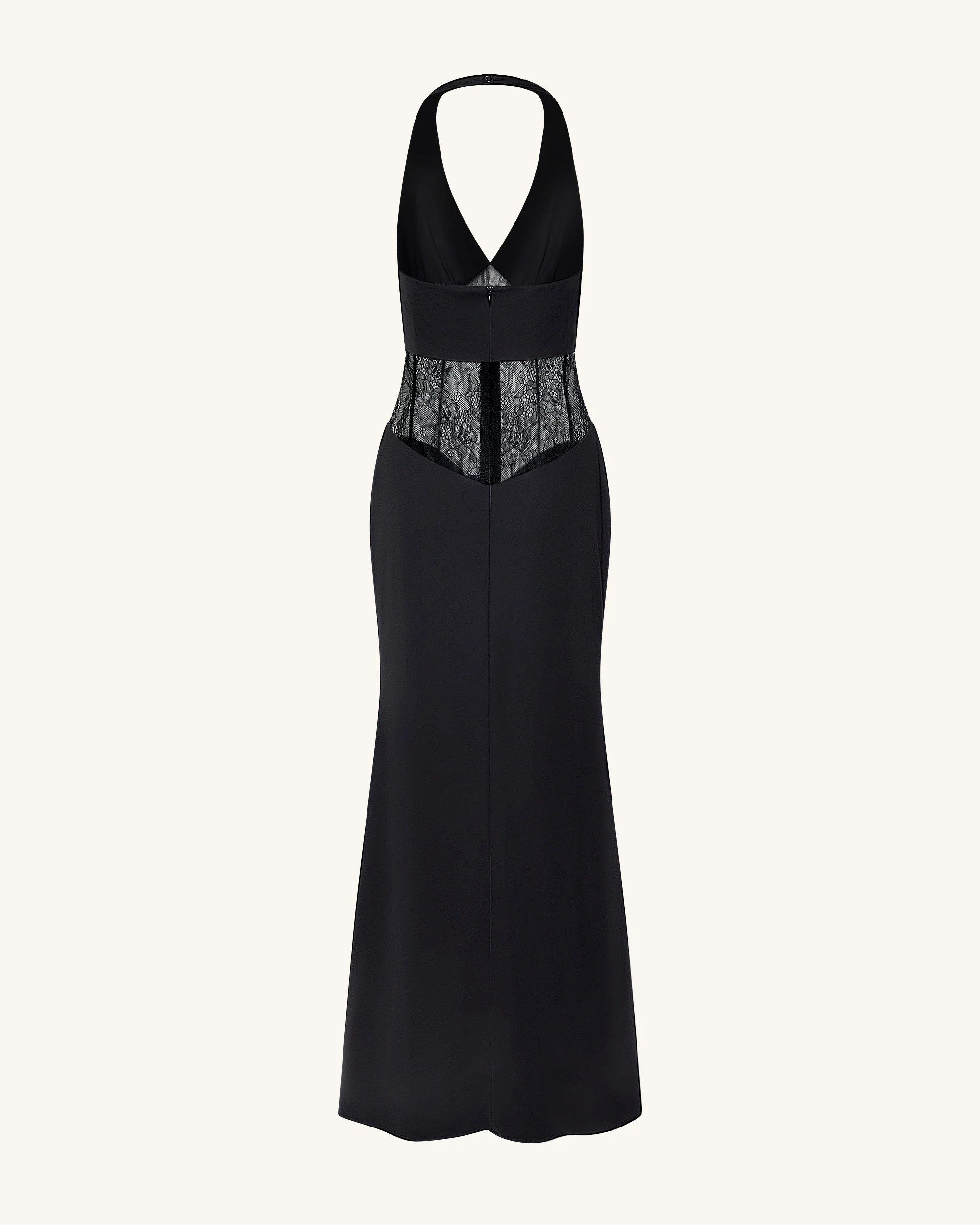 Ruched Lace Panel Maxi Dress - Black - Image 5
