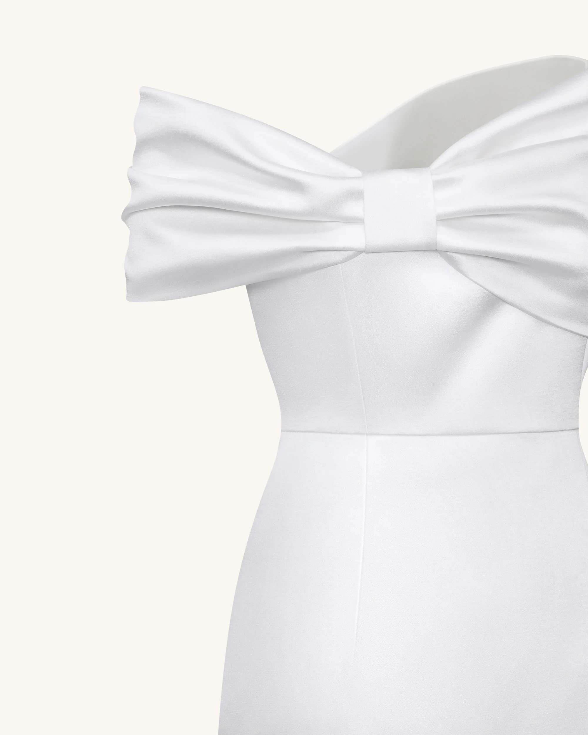 Satin Asymmetric Bow Maxi Dress - White - Image 7
