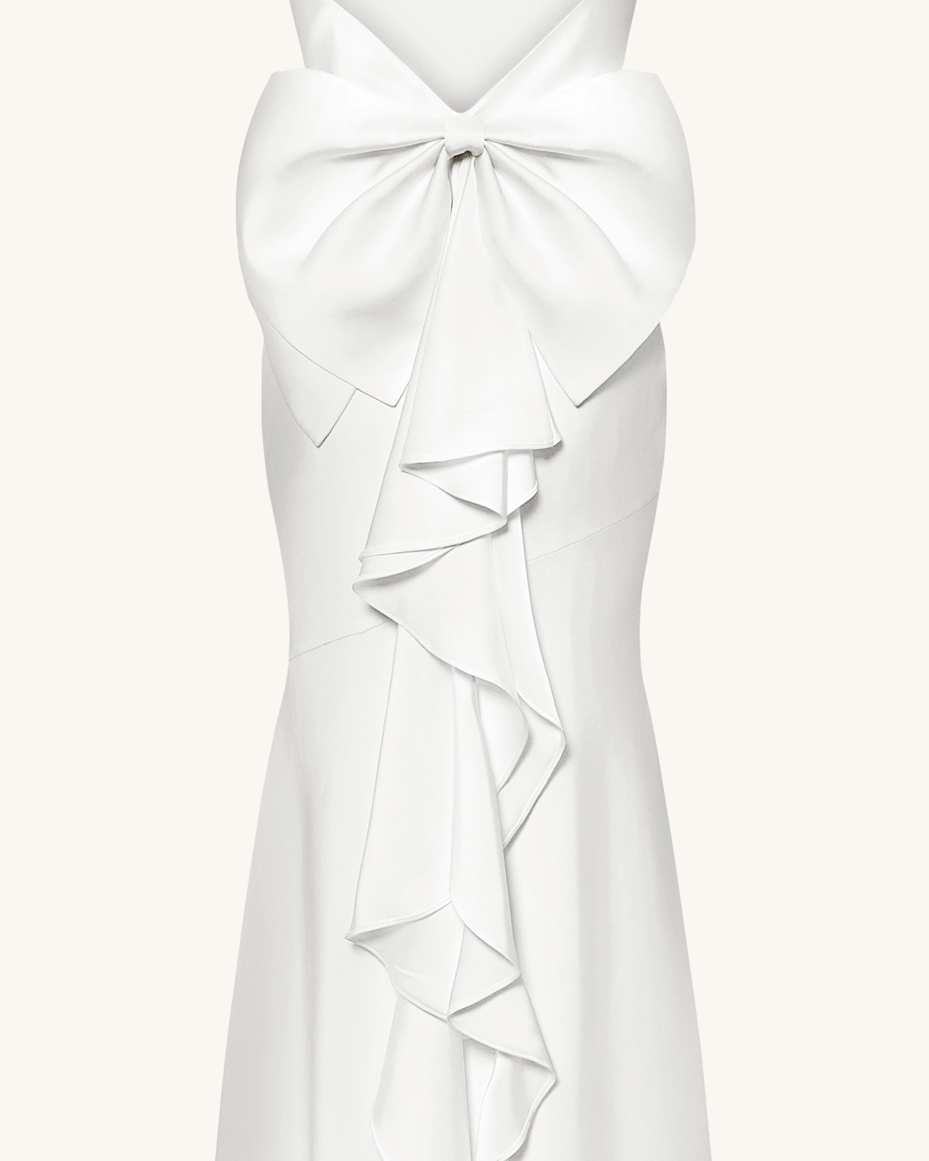 Satin Cowl-Neck Bow-Back Maxi Dress - White - Image 7