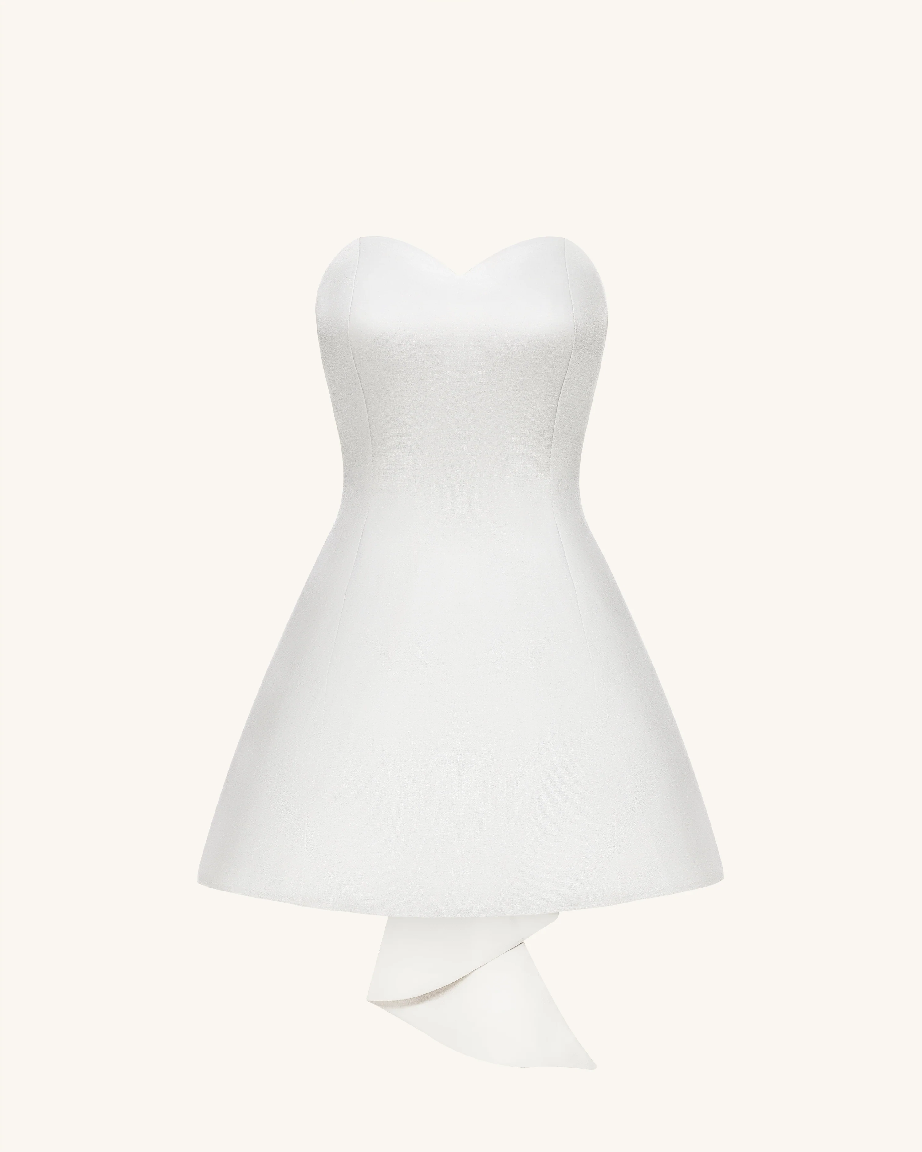 Satin Strapless Bow-Back Mini Dress - White - Image 4