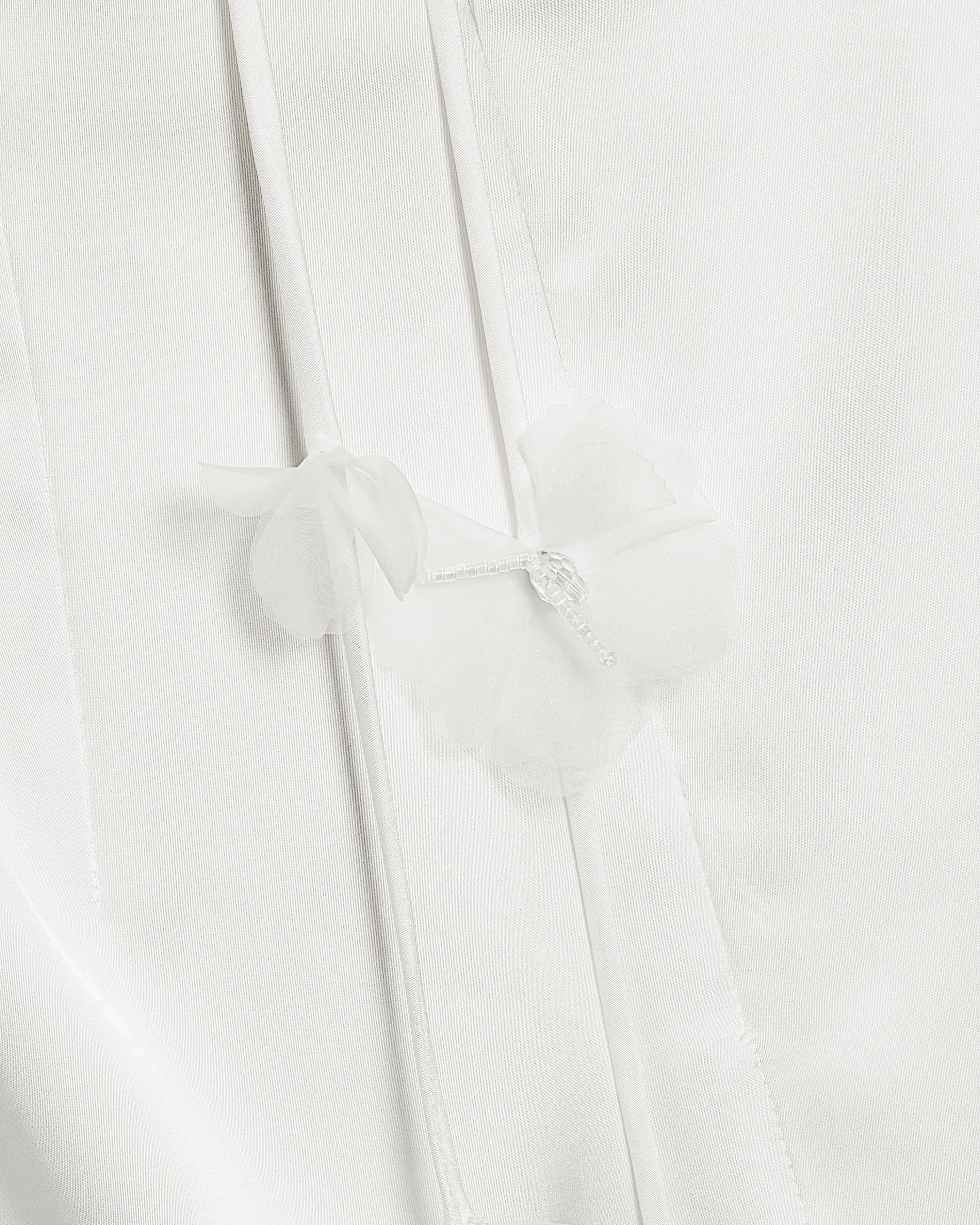 Satin Strappy Maxi Dress with Floral Streamers - White - Image 7