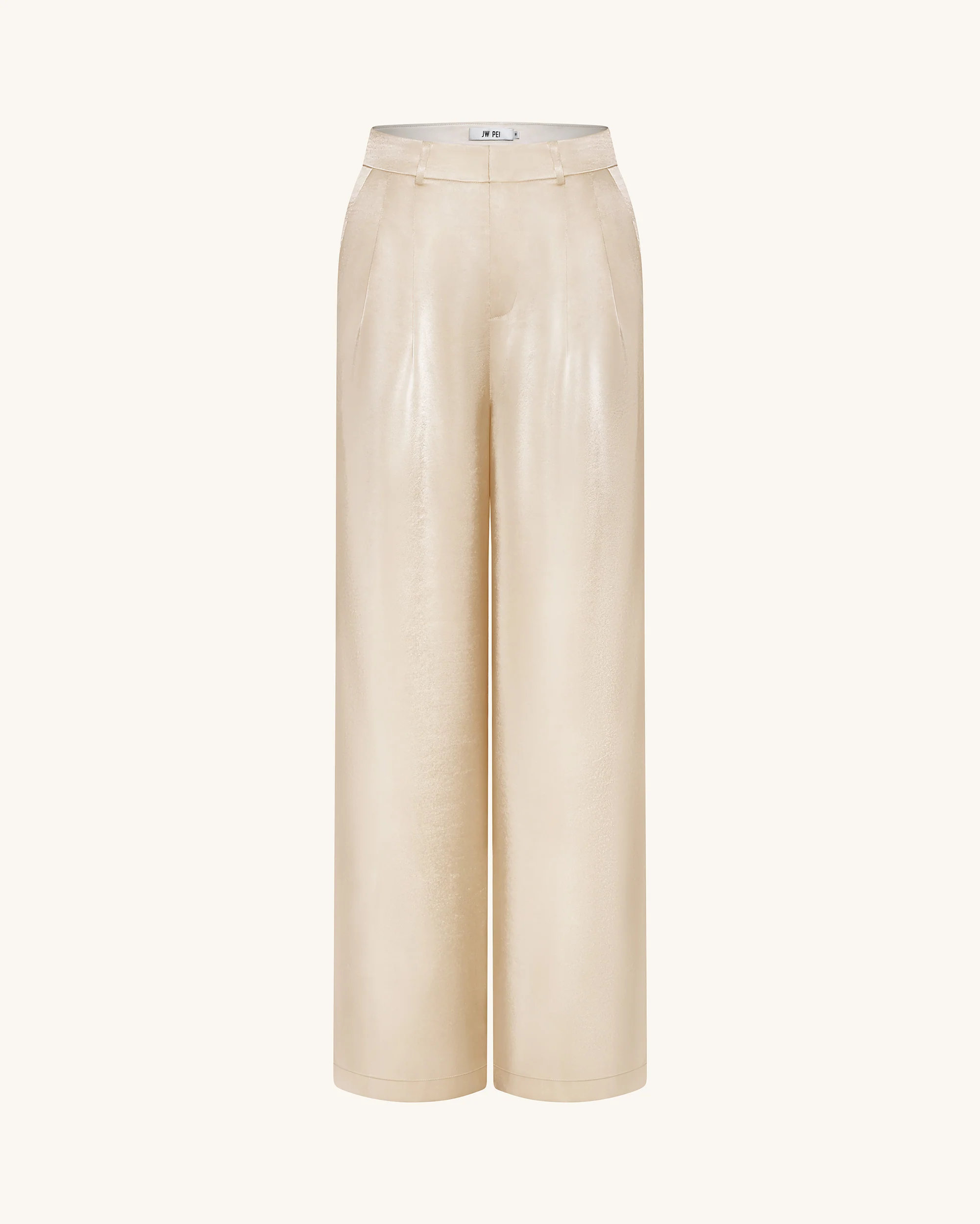 Satin Wide-Leg Trousers - Cream - Image 4
