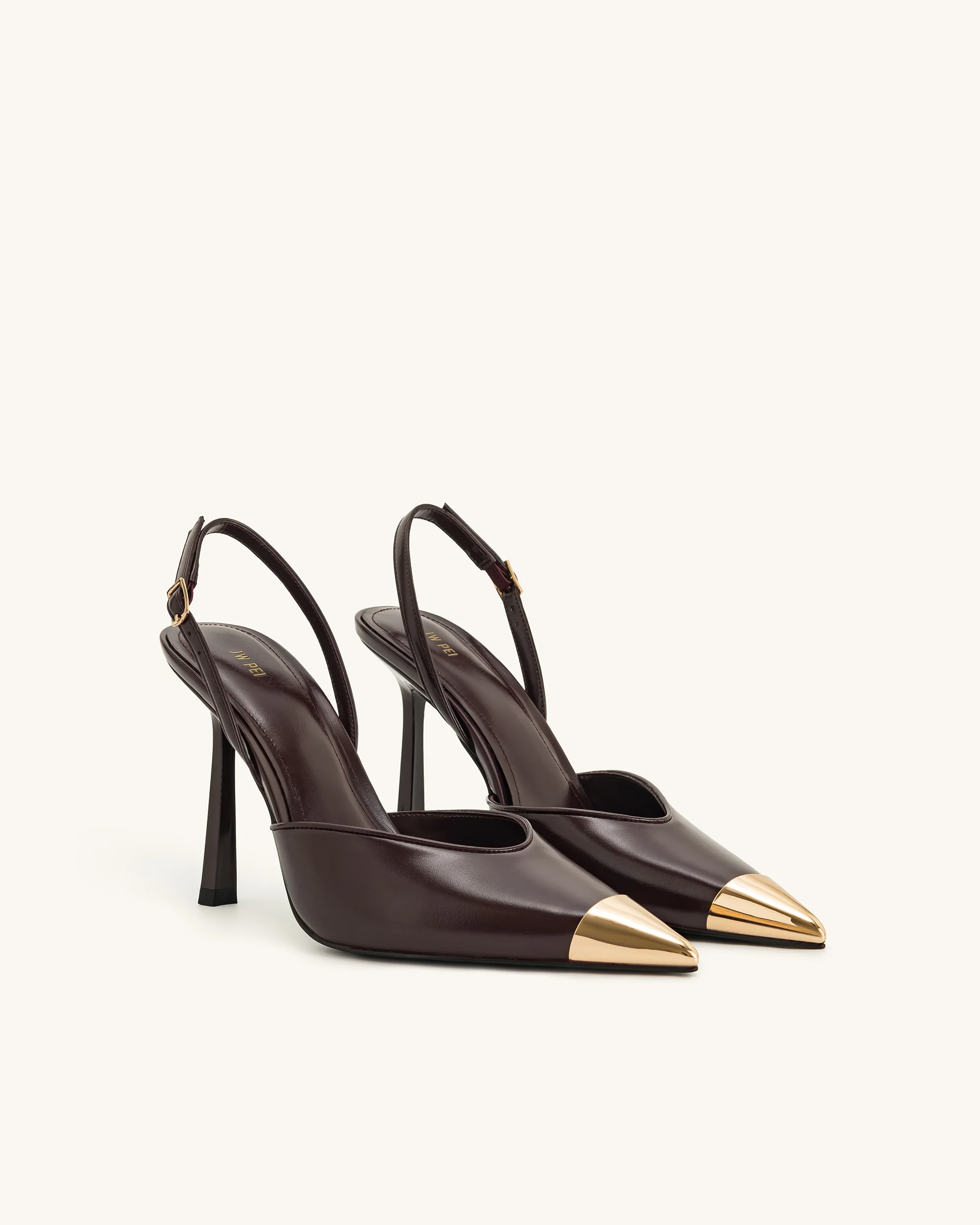 Savannah Gold Tipped Slingback Pumps - Burgundy - Image 3