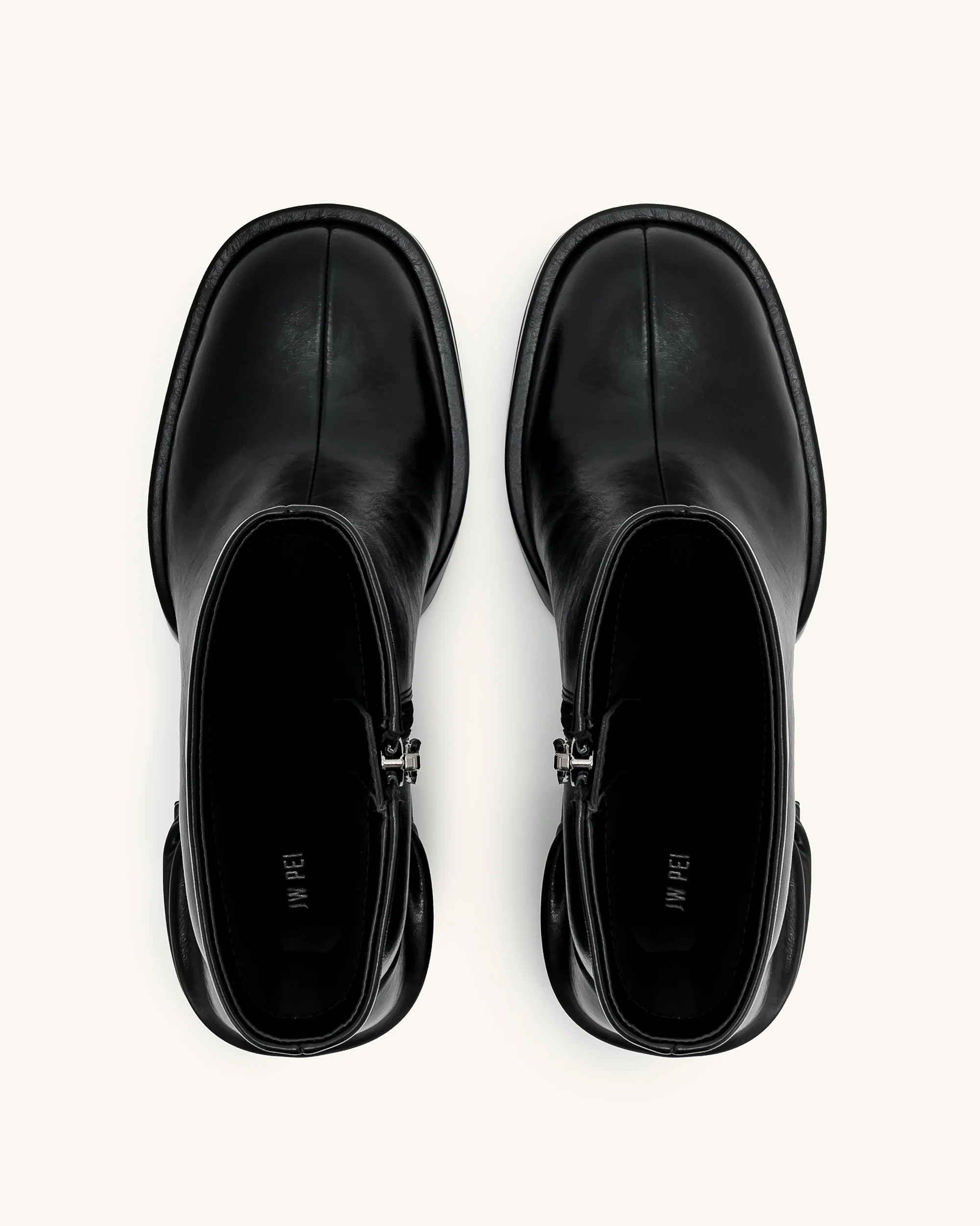 Saylor Round Toe Platform Ankle Boots - Black - Image 3