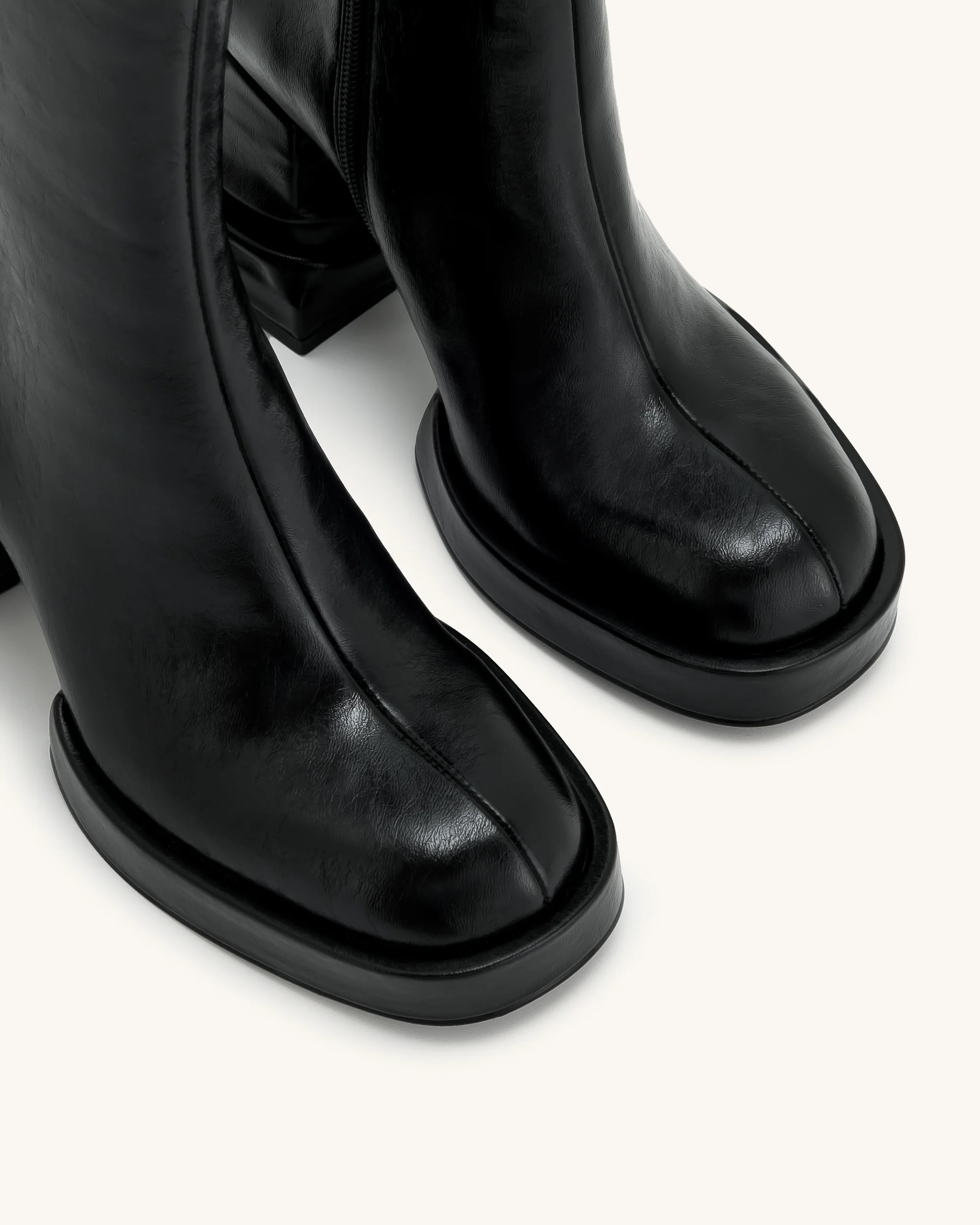 Saylor Round Toe Platform Ankle Boots - Black - Image 5