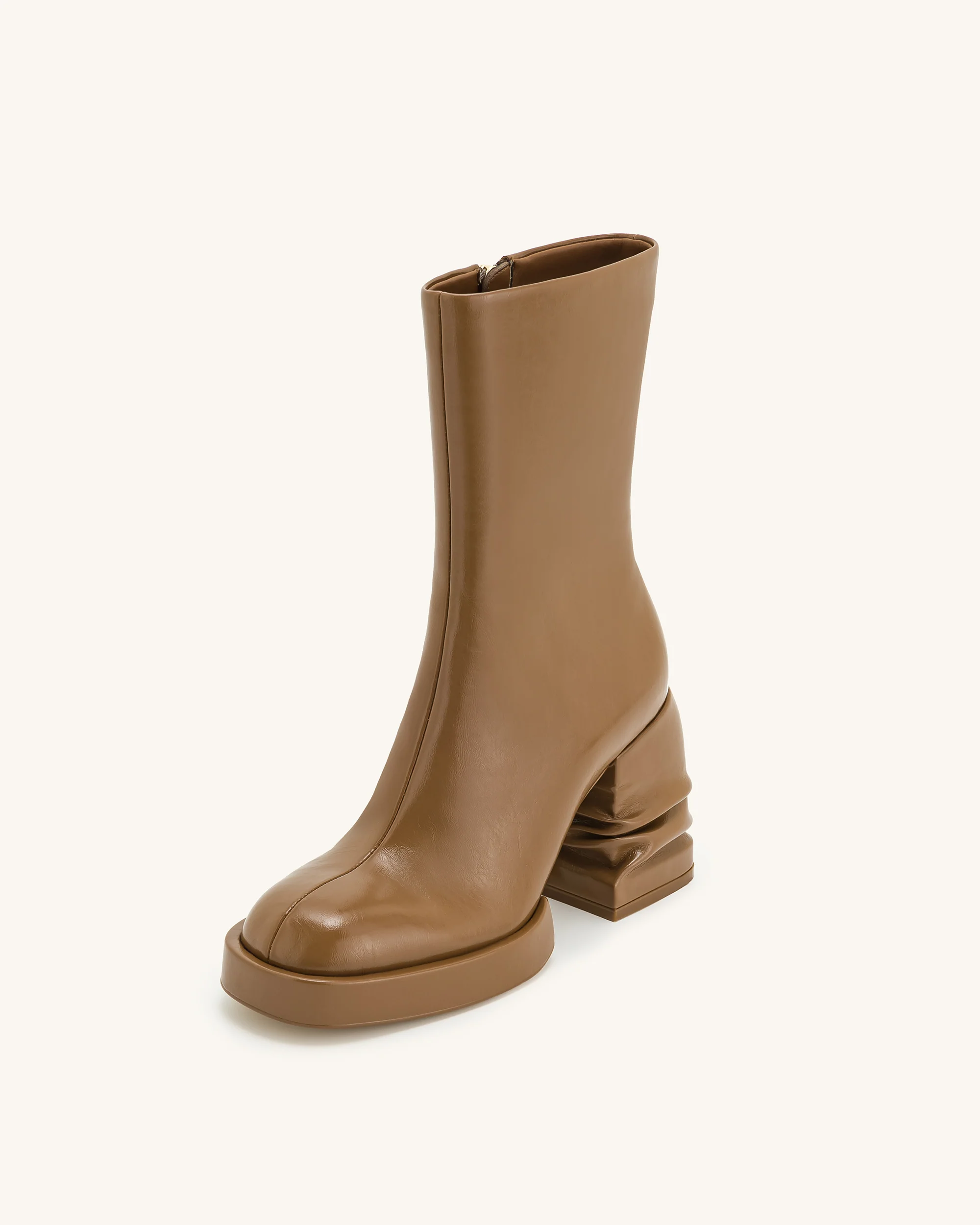 Saylor Round Toe Platform Ankle Boots - Brown - Image 6