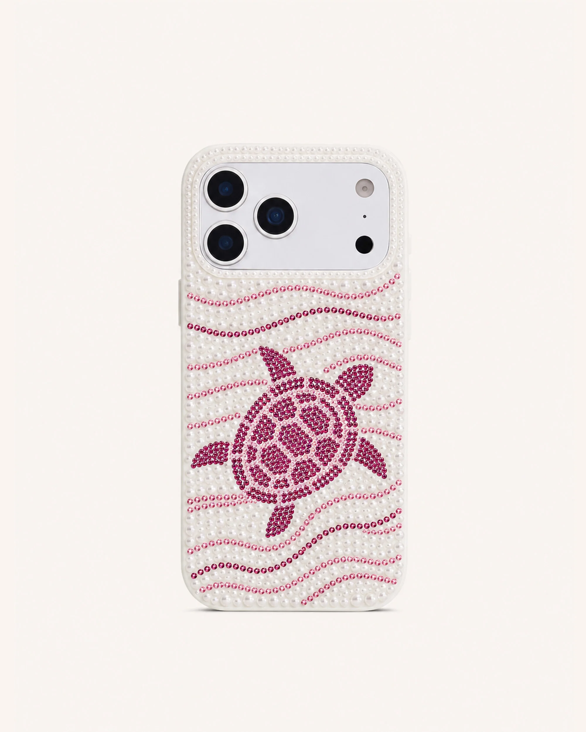 Sea Turtle Imitation Pearl Phone Case - White