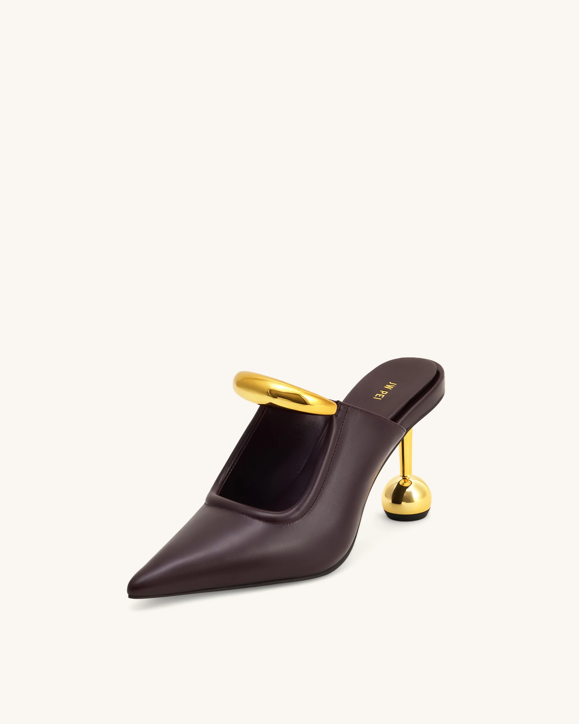 Sofia Metal Accent Sphere Heel Mules - Deep Burgundy - Image 6