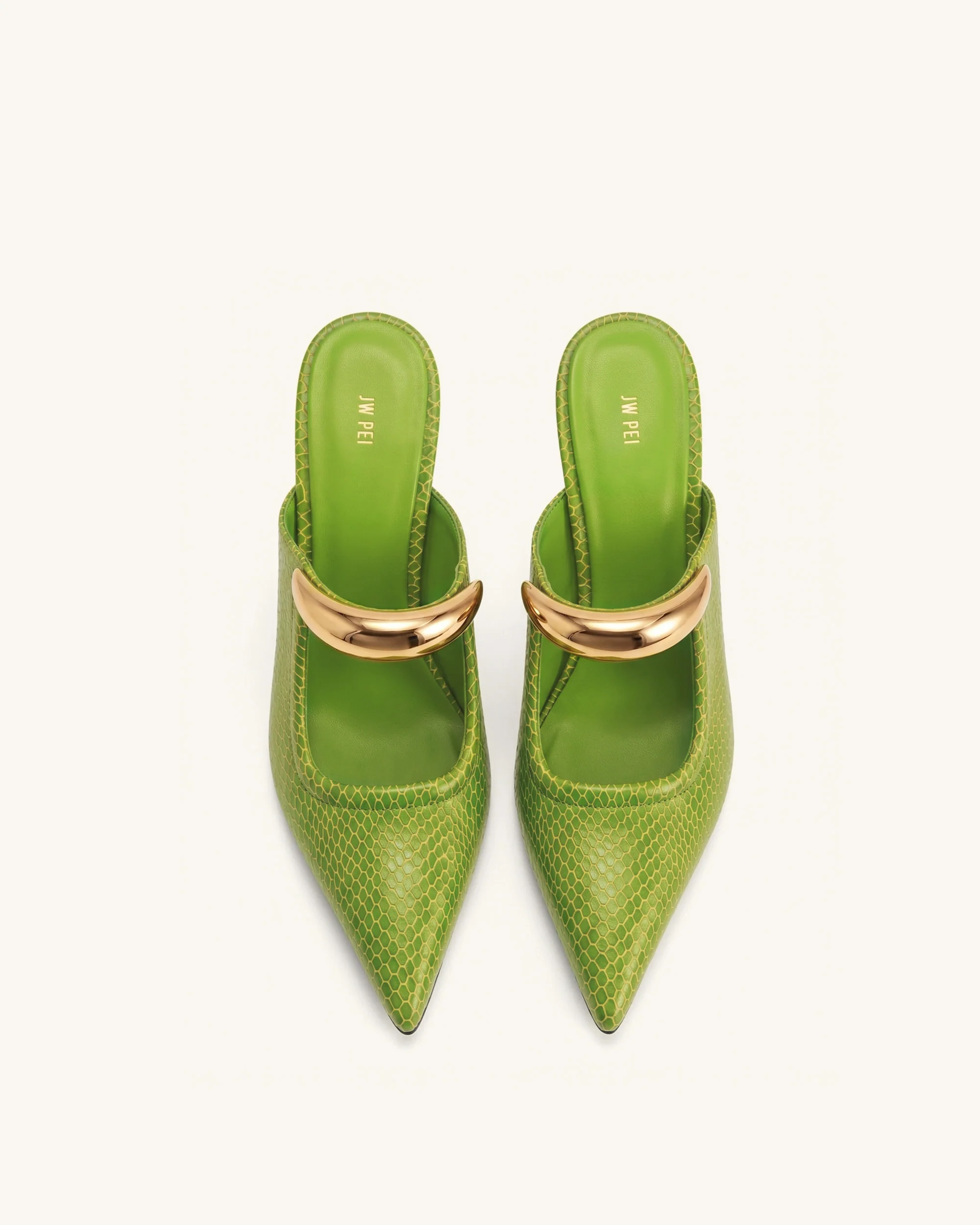 Sofia Metal Accent Sphere Heel Mules - Green - Image 3