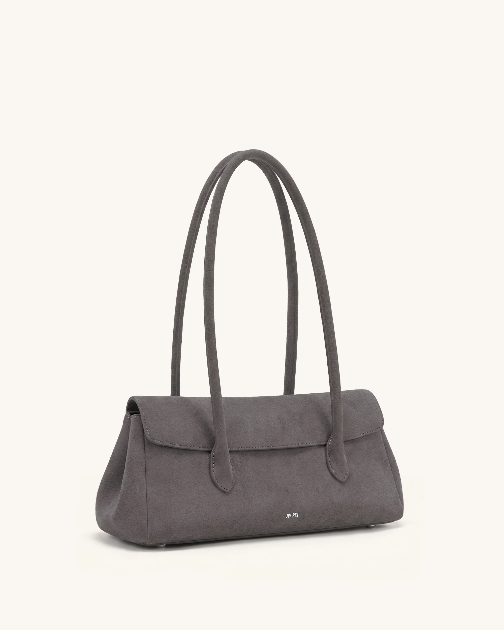 Solenne Faux Suede East-West Shoulder Bag - Taupe - Image 3