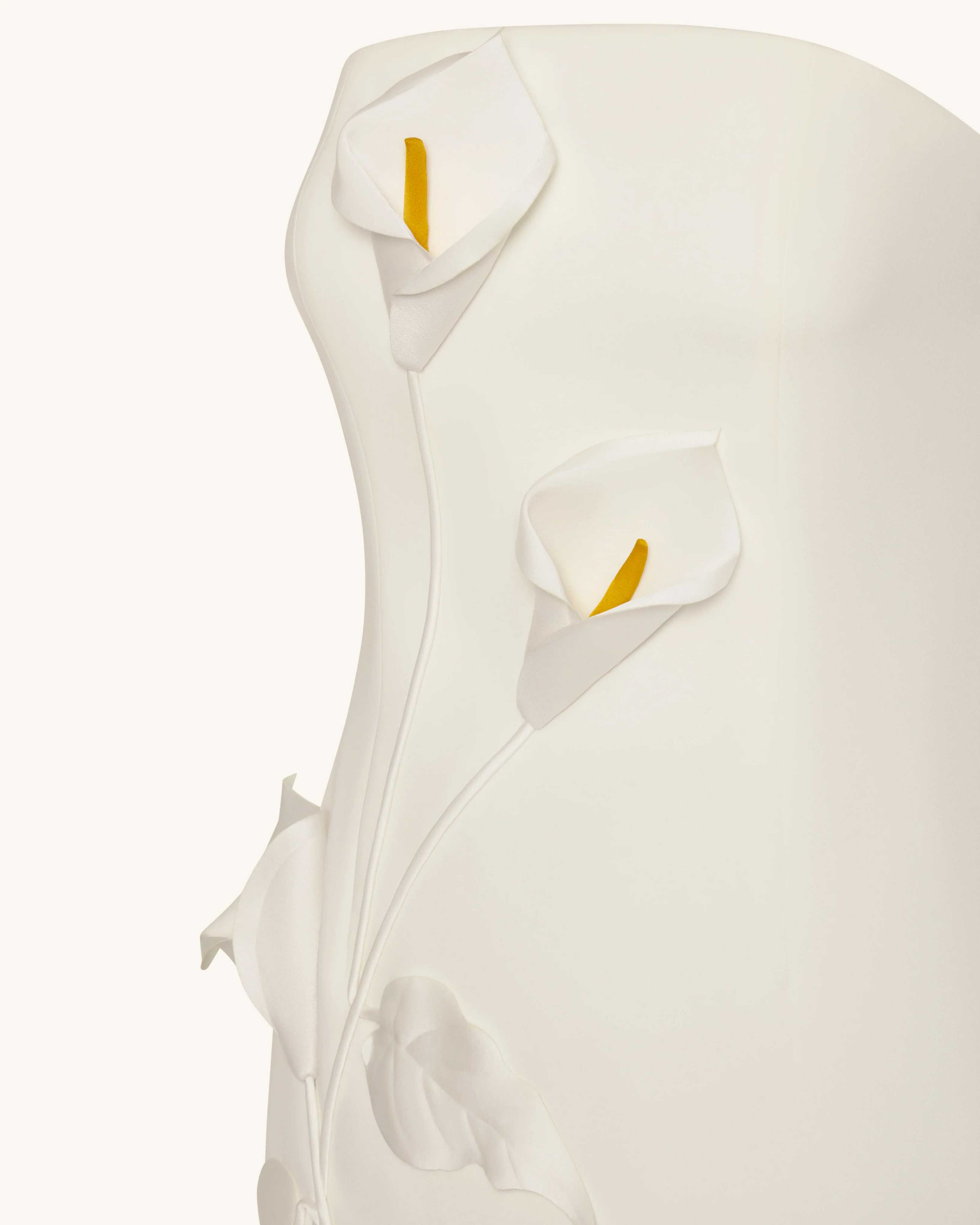 Strapless Floral Appliqué Dress - White - Image 5