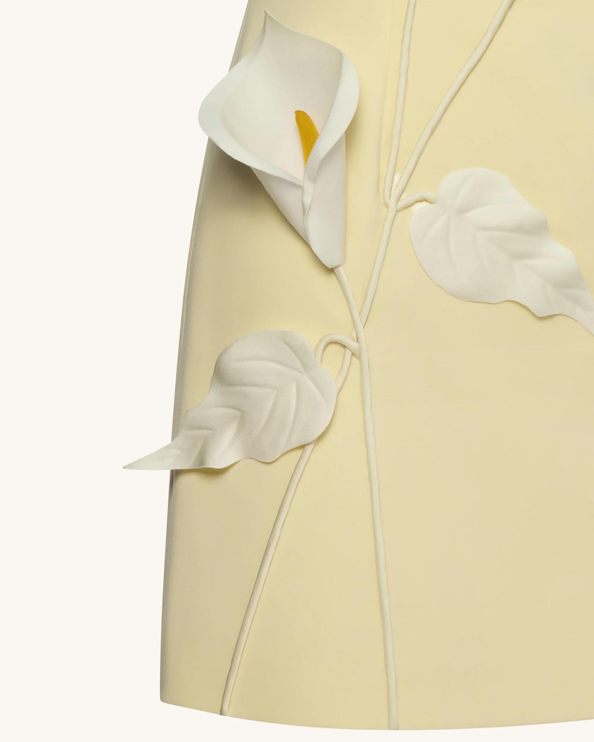Strapless Floral Appliqué Dress - Yellow - Image 5