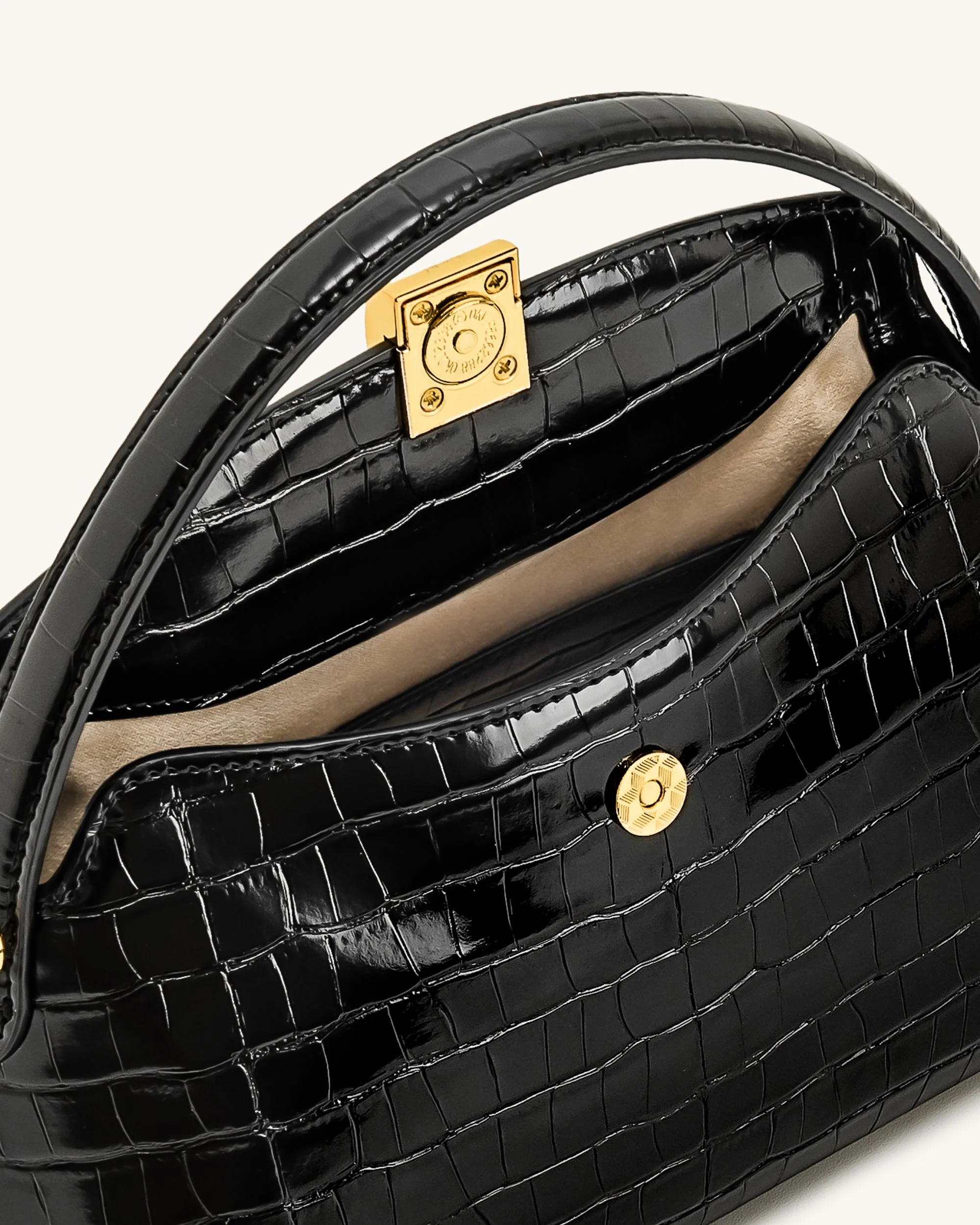 Talia Top Handle Bag - Black Croc - Image 5