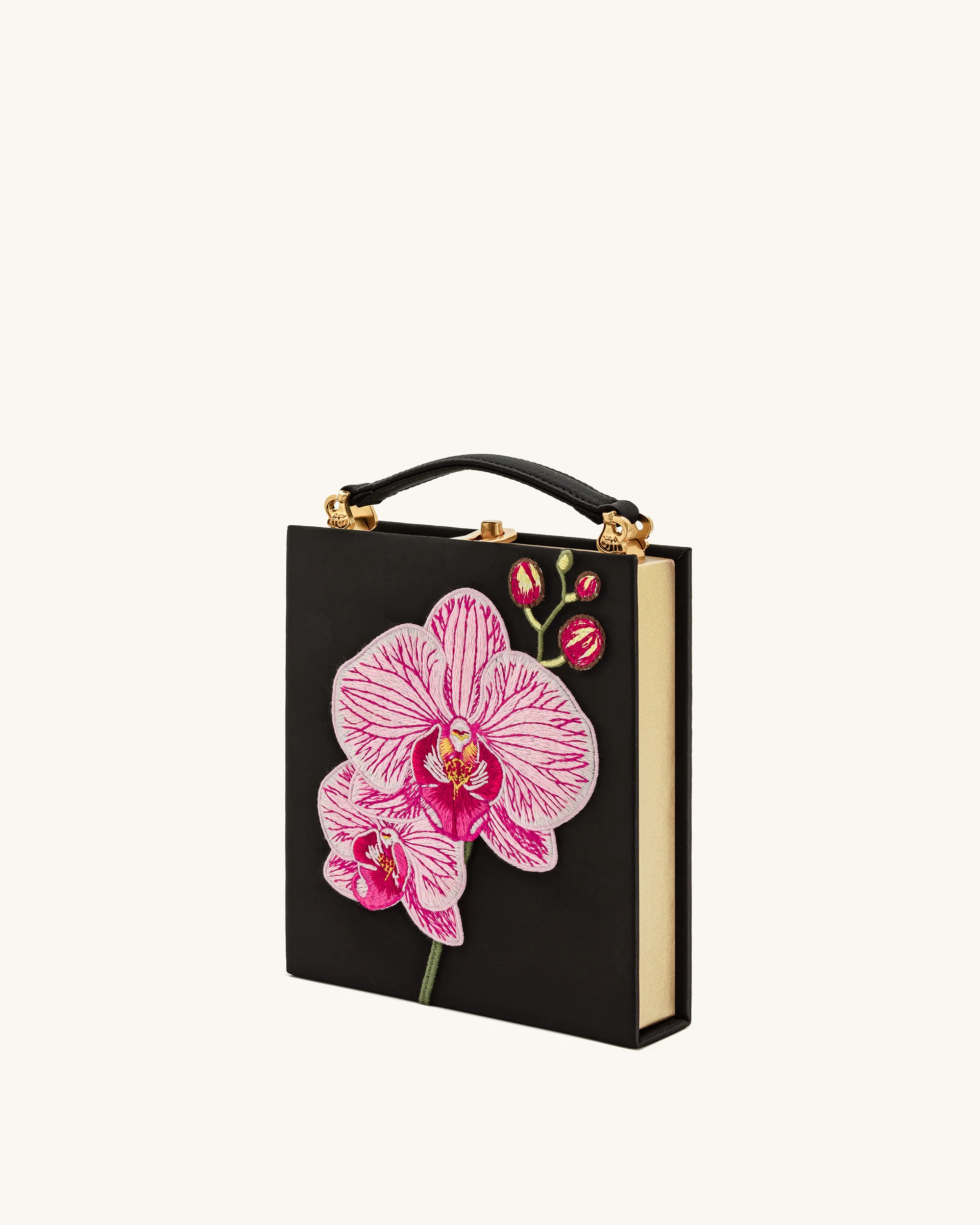 Taya Orchid Motif Book Shape Clutch Bag - Black - Image 2