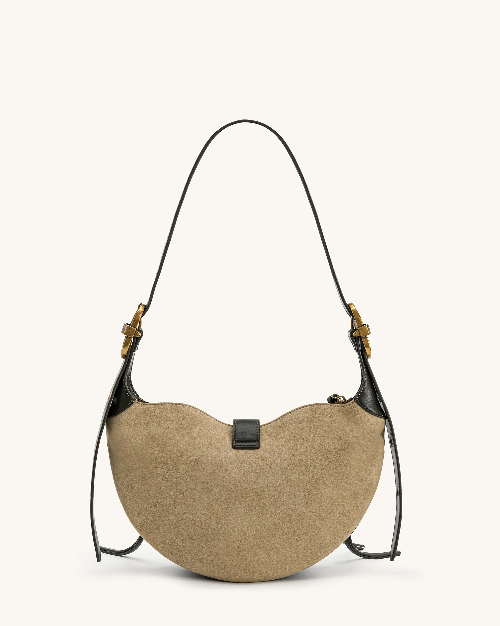 Tessa Faux Suede Studded Shoulder Bag - Khaki Green - Image 3