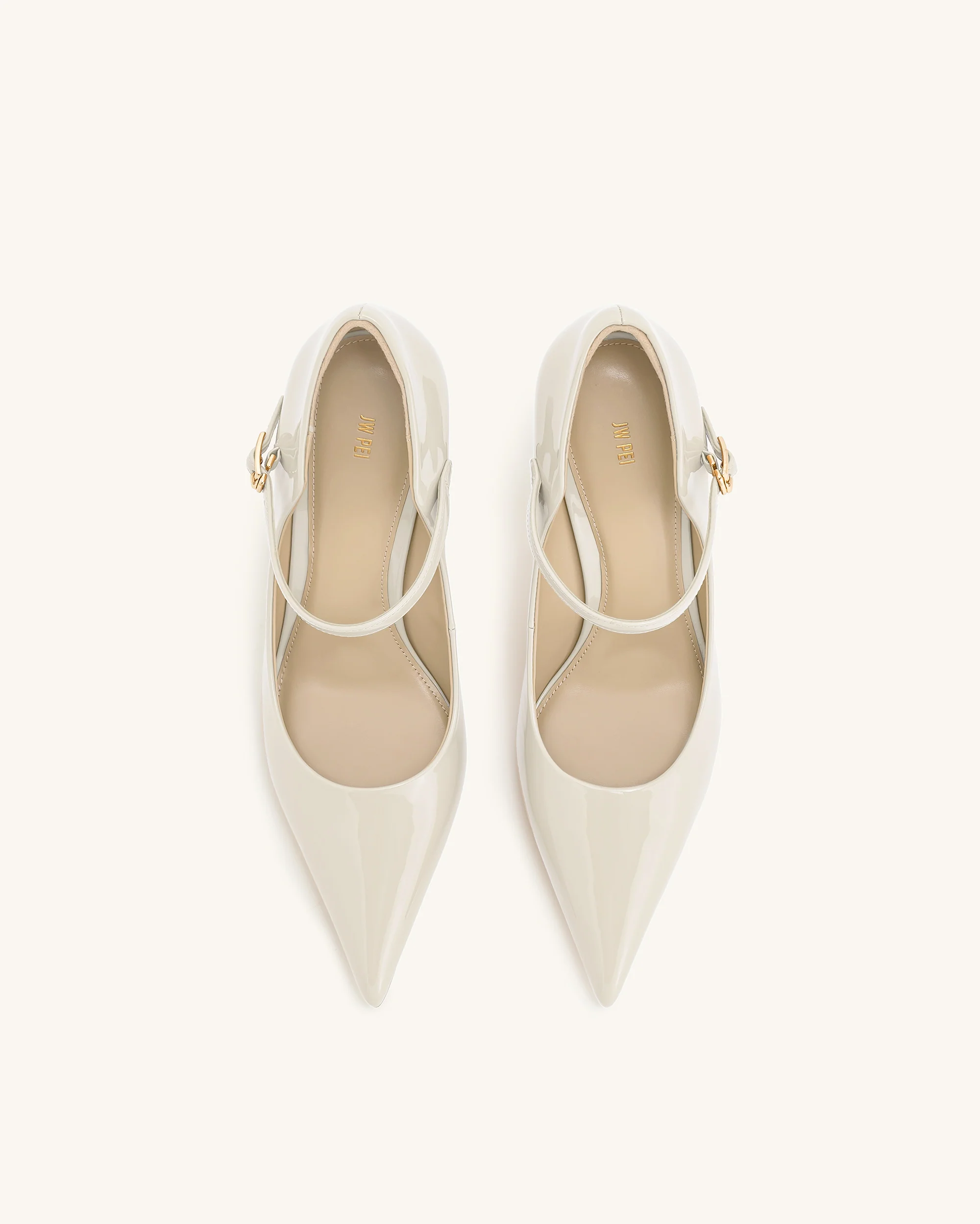 Thalina Patent Leather Pumps - Beige - Image 4