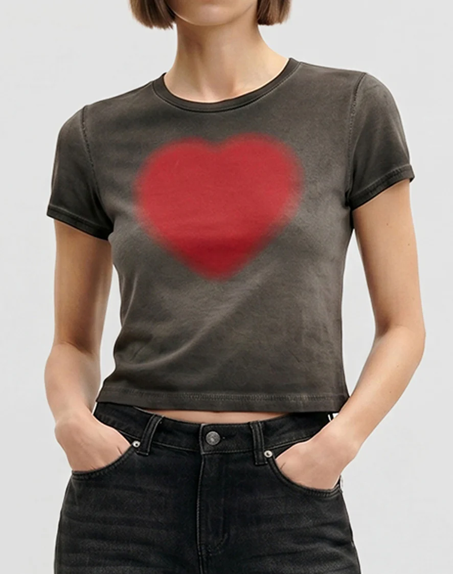 The Shrunken Faded Love T-shirt - Washed Black - Image 2