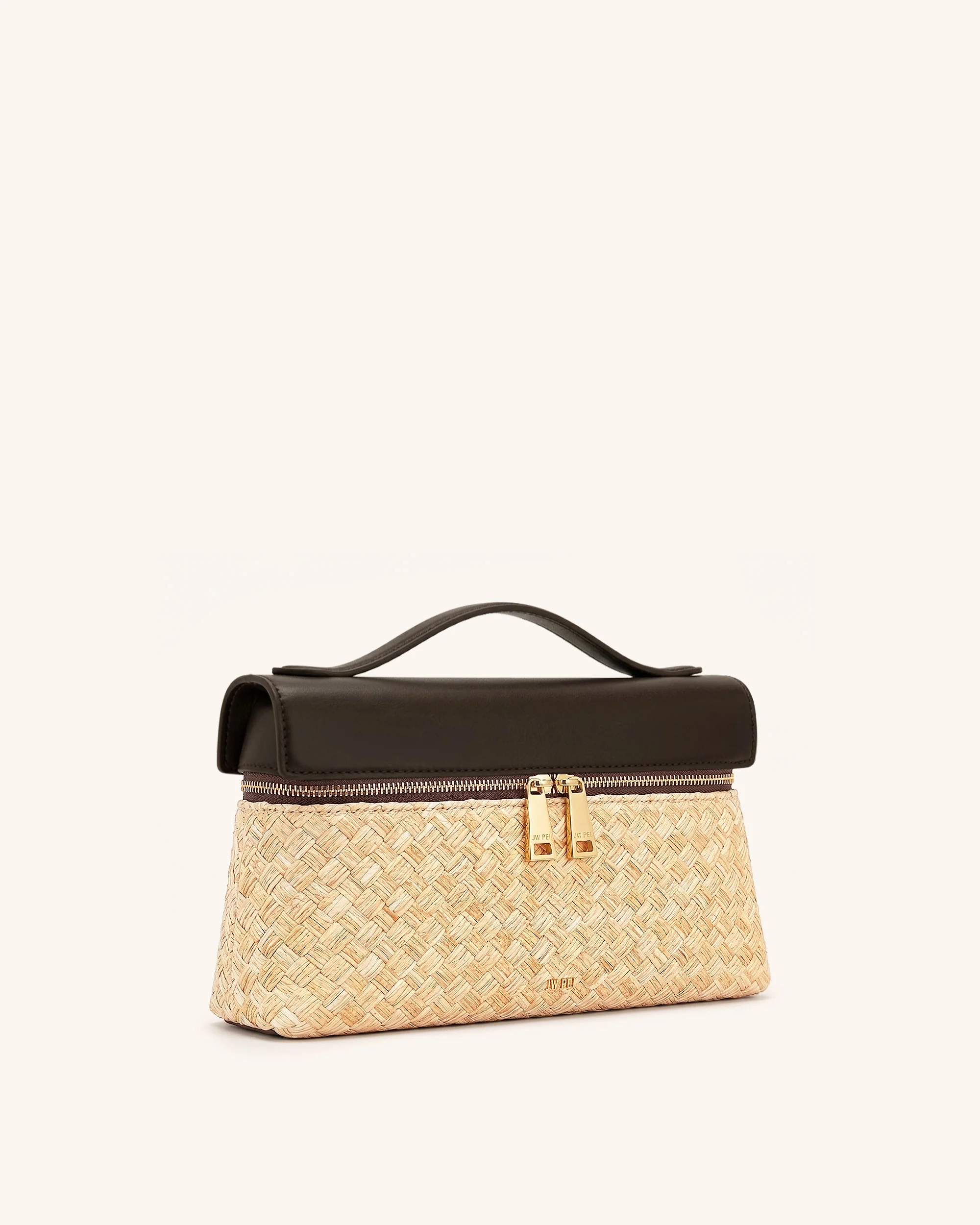 Thea Faux Straw Top Handle Bag - Brown - Image 2