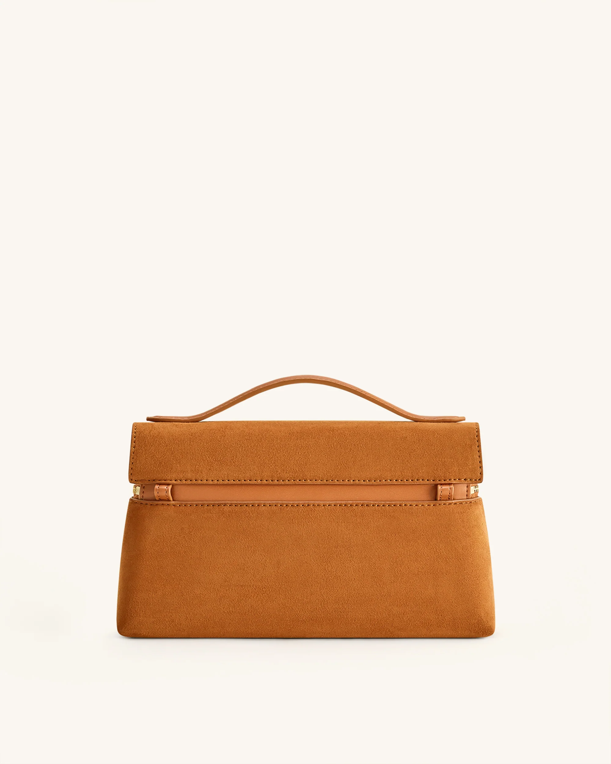 Thea Faux Suede Top Handle Bag - Camel - Image 3
