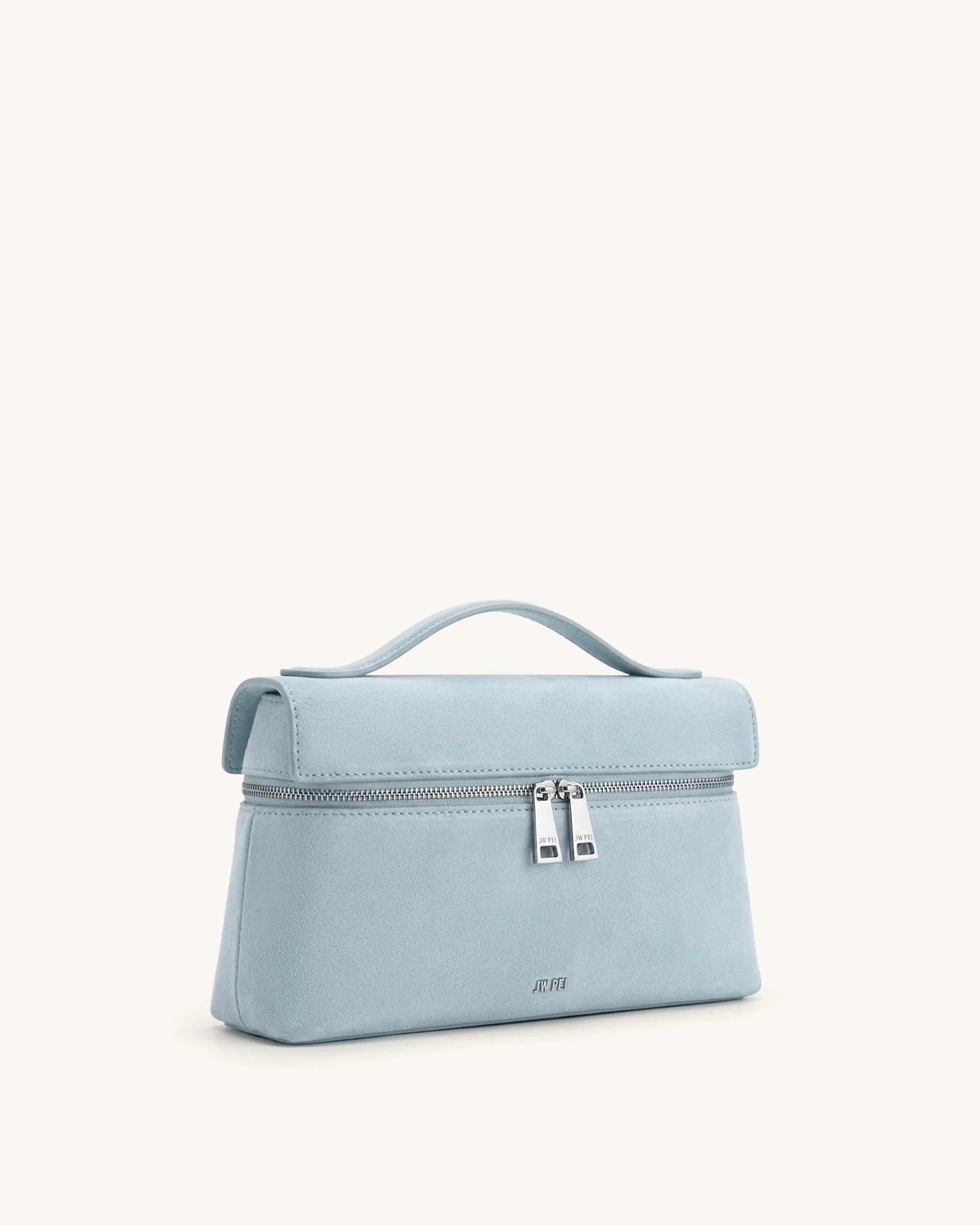 Thea Faux Suede Top Handle Bag - Light Blue - Image 2