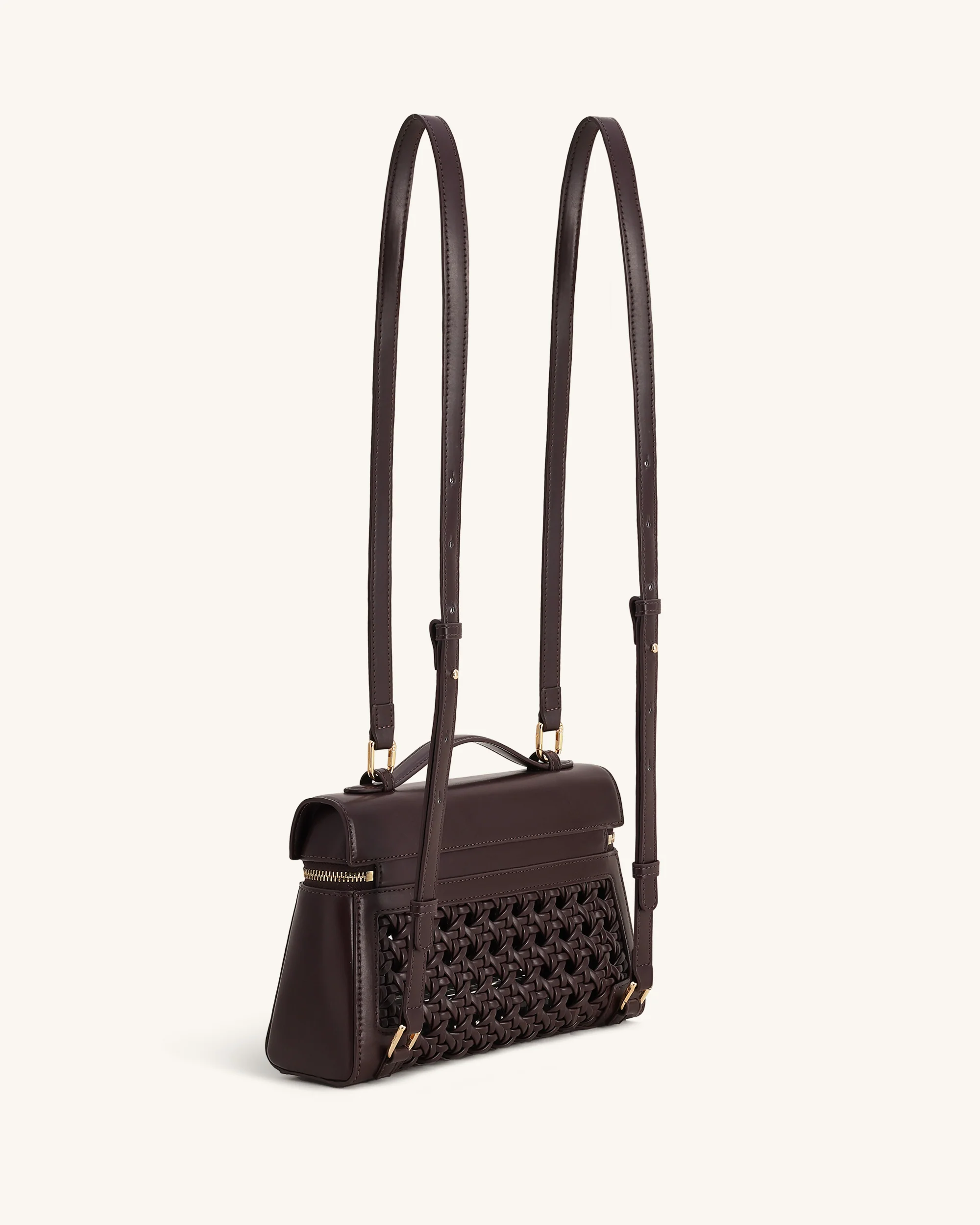 Thea Large Woven Top Handle Bag - Dark Red - Image 3