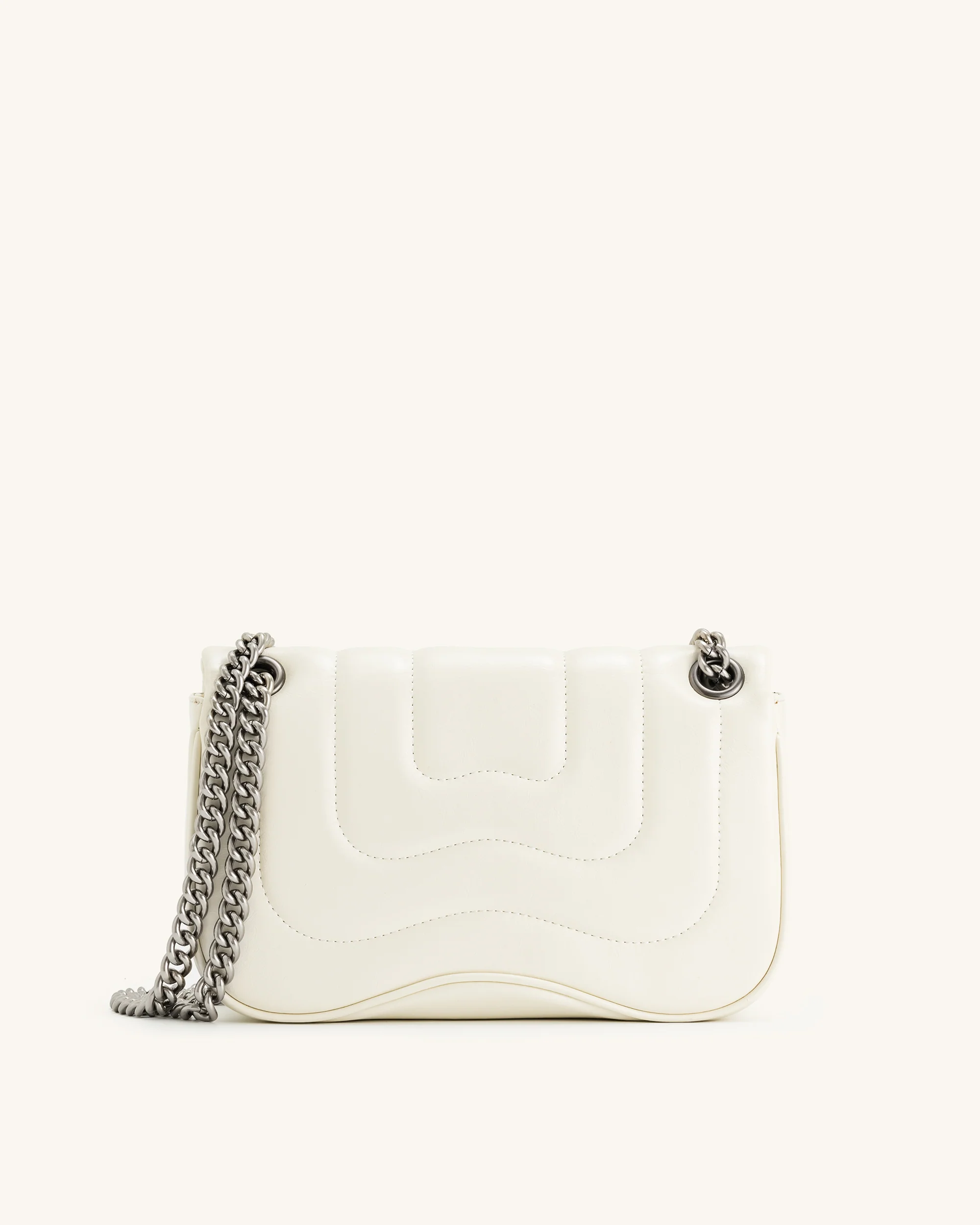 Tina Quilted Chain Crossbody - Ivory - Image 3