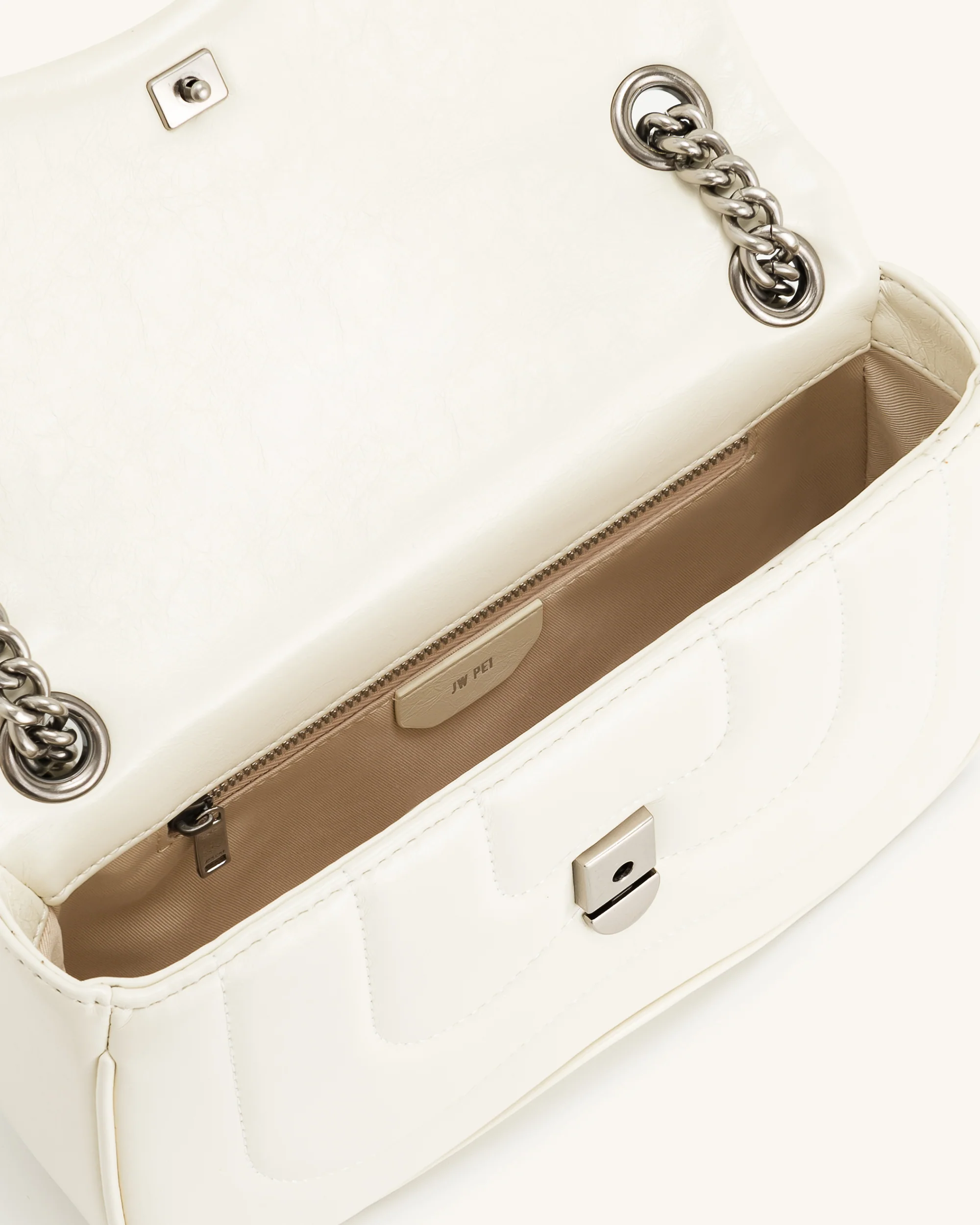 Tina Quilted Chain Crossbody - Ivory - Image 4