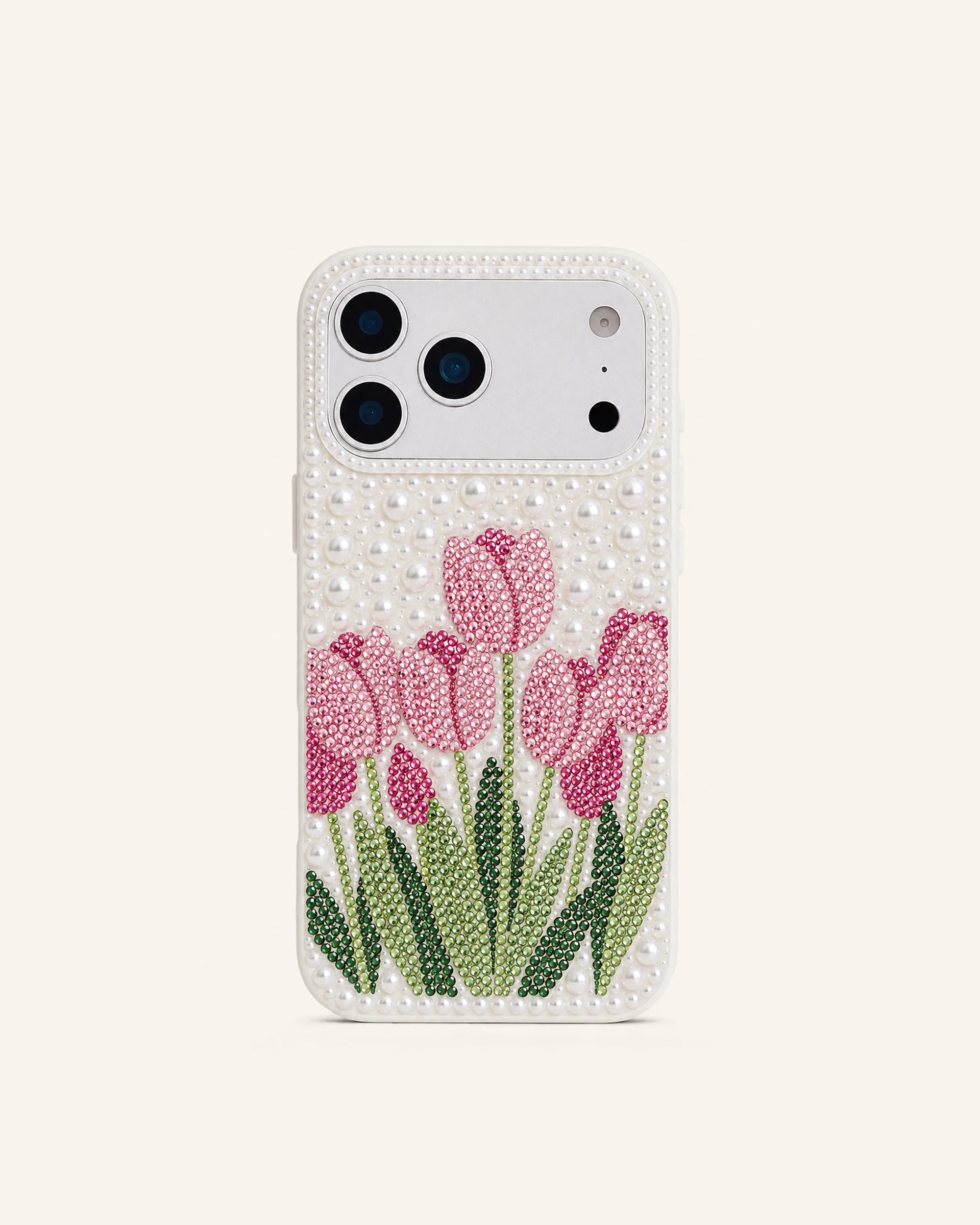 Tulip Faux Pearl Phone Case - White