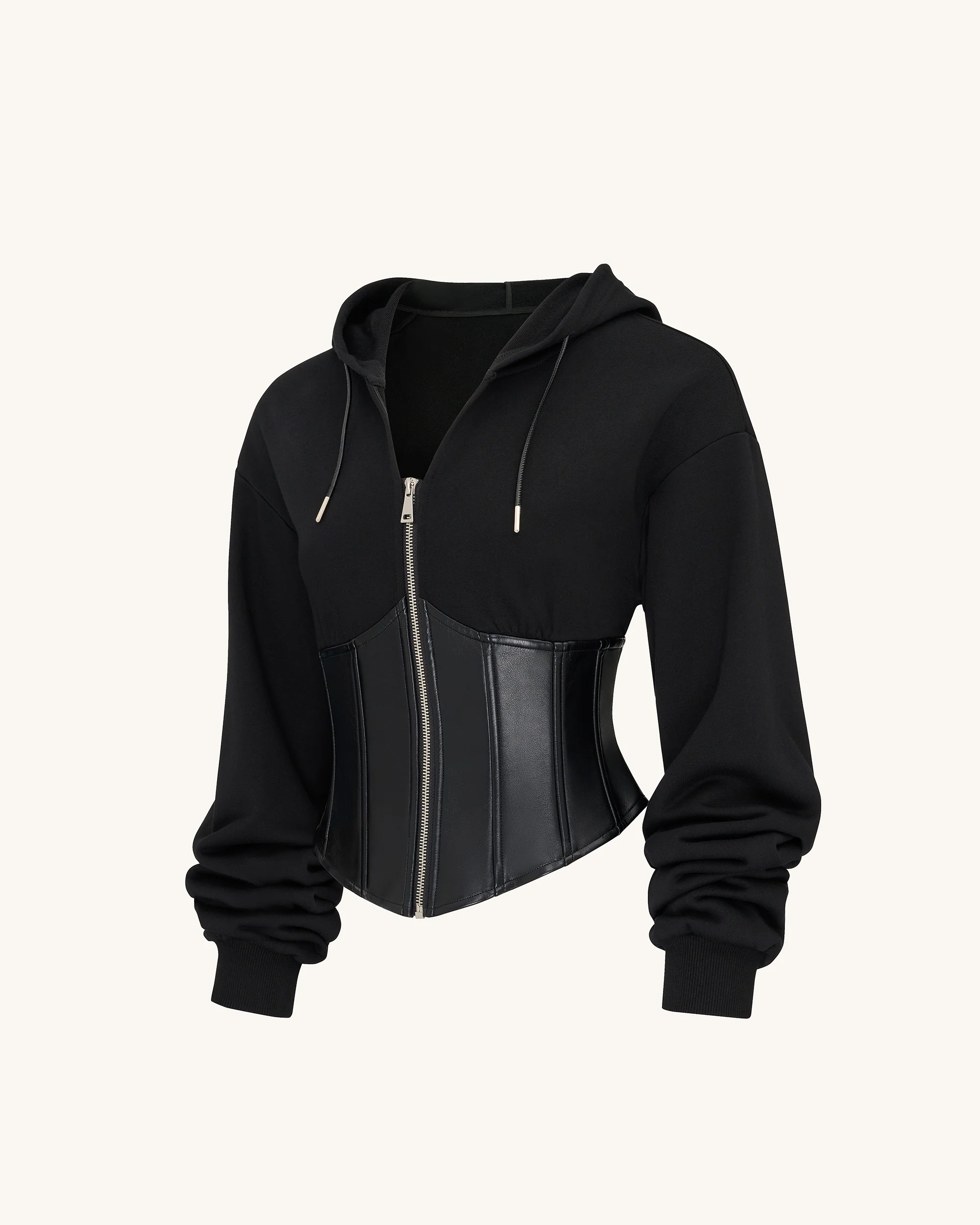 Valentina Structured Corset Hoodie - Black - Image 4